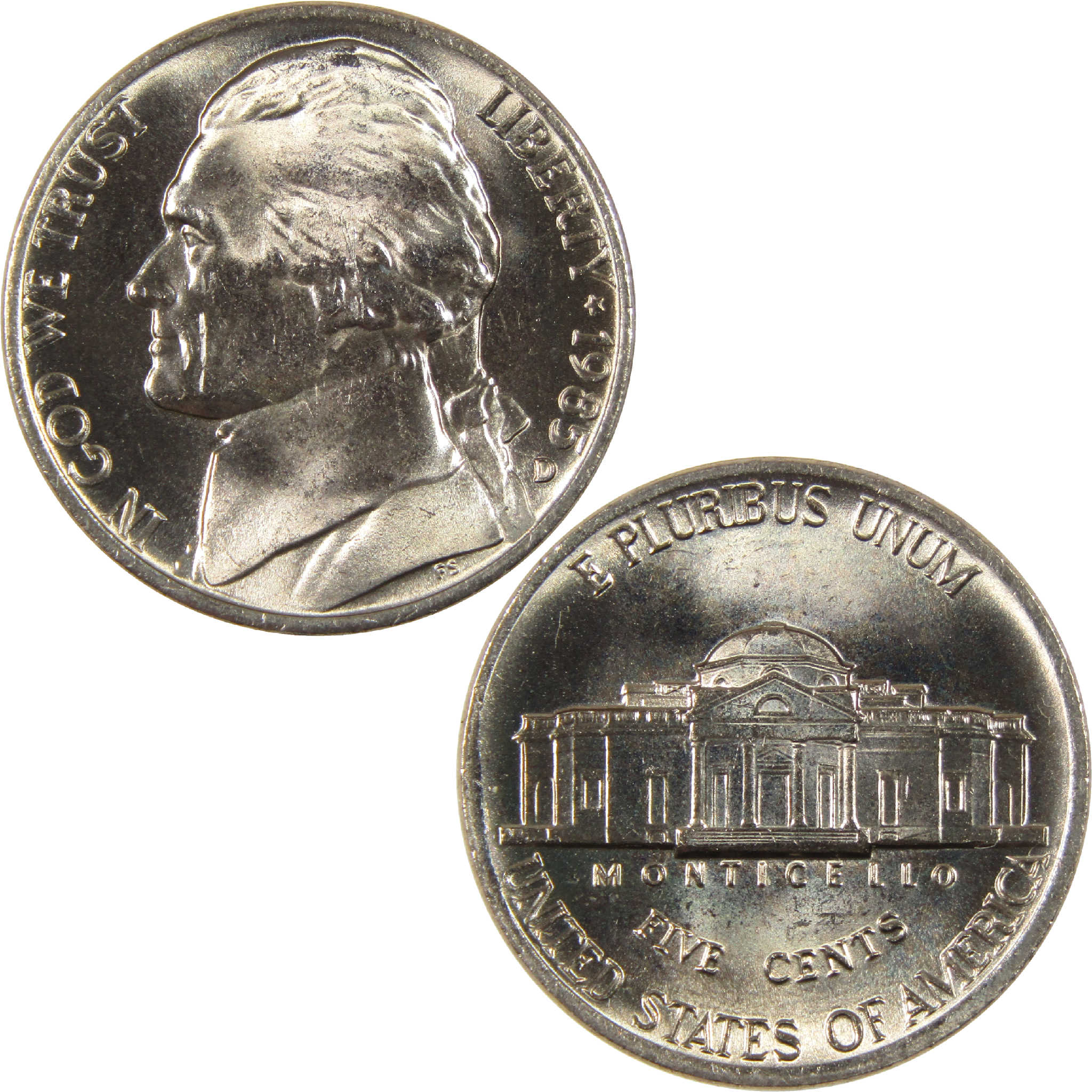 1985 D Jefferson Nickel Uncirculated 5c Coin