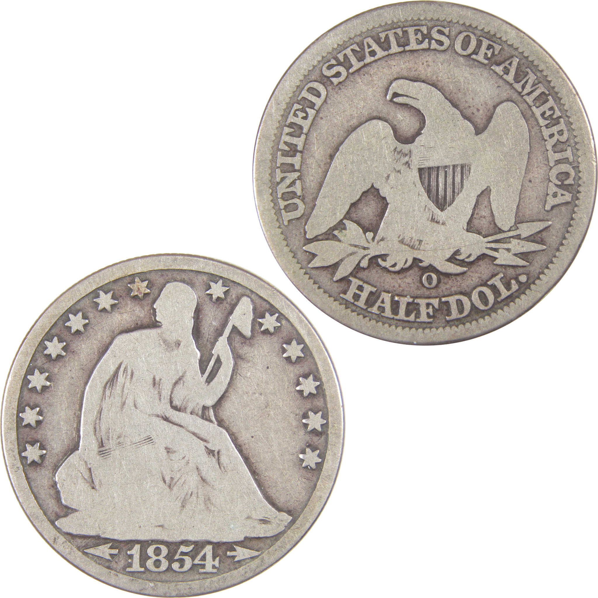 1854 O Seated Liberty Half Dollar G Good Silver 50c Coin SKU:I17228