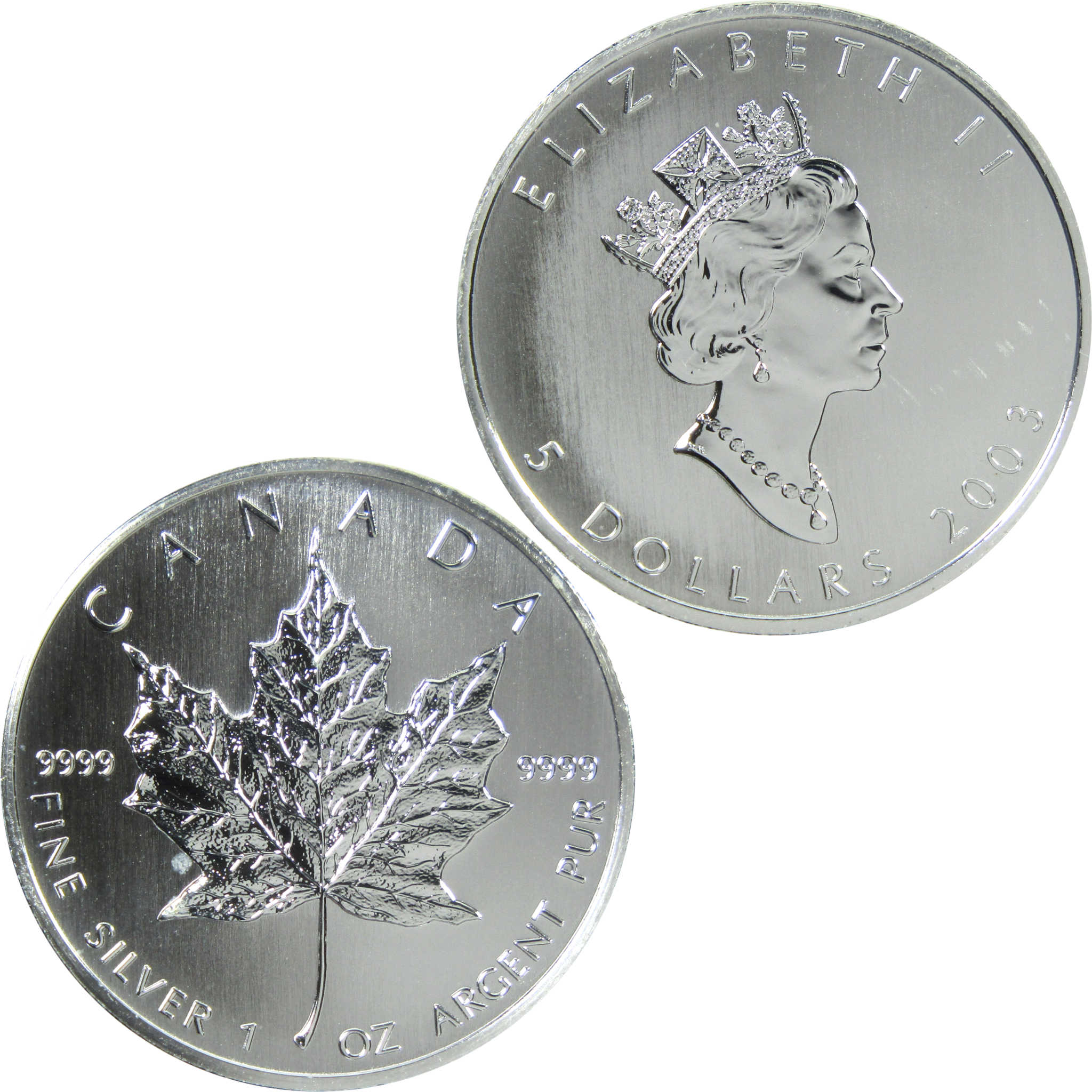 2003 Canadian Maple Leaf 1 oz .999 Silver Bullion $1 SKU:CPC7489