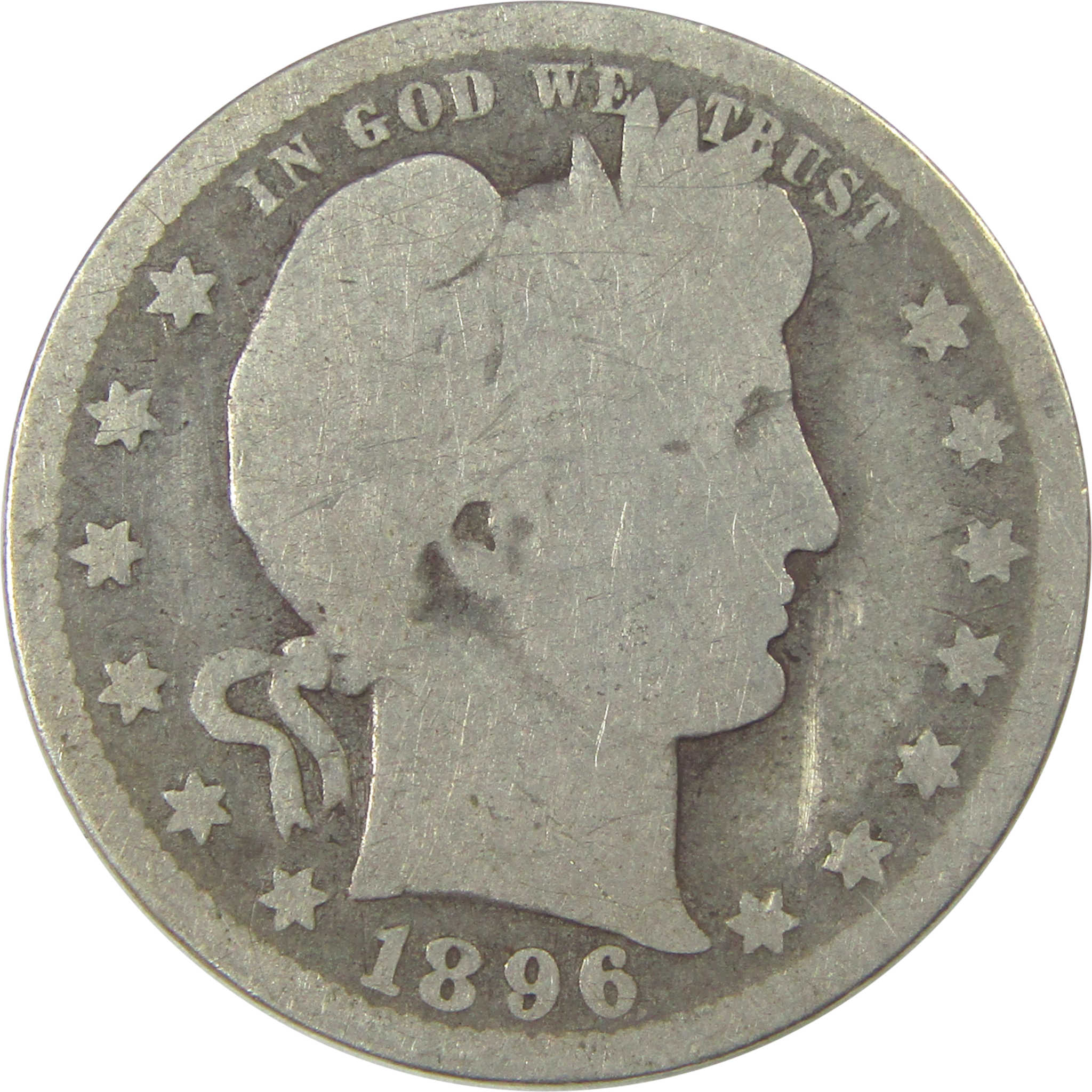 1896 O Barber Quarter G Good Silver 25c Coin SKU:I21856
