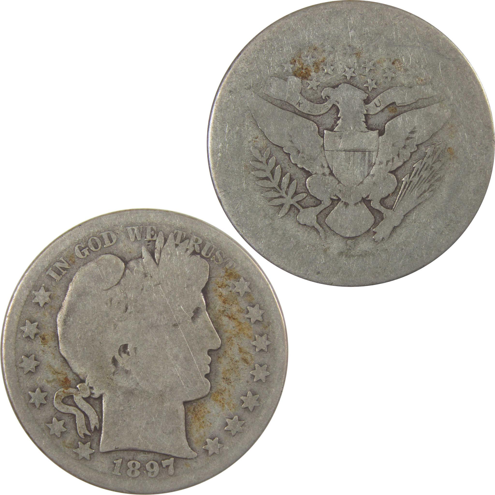 1897 S Barber Silver Half Dollar AG About Good 50c Coin SKU:I25312