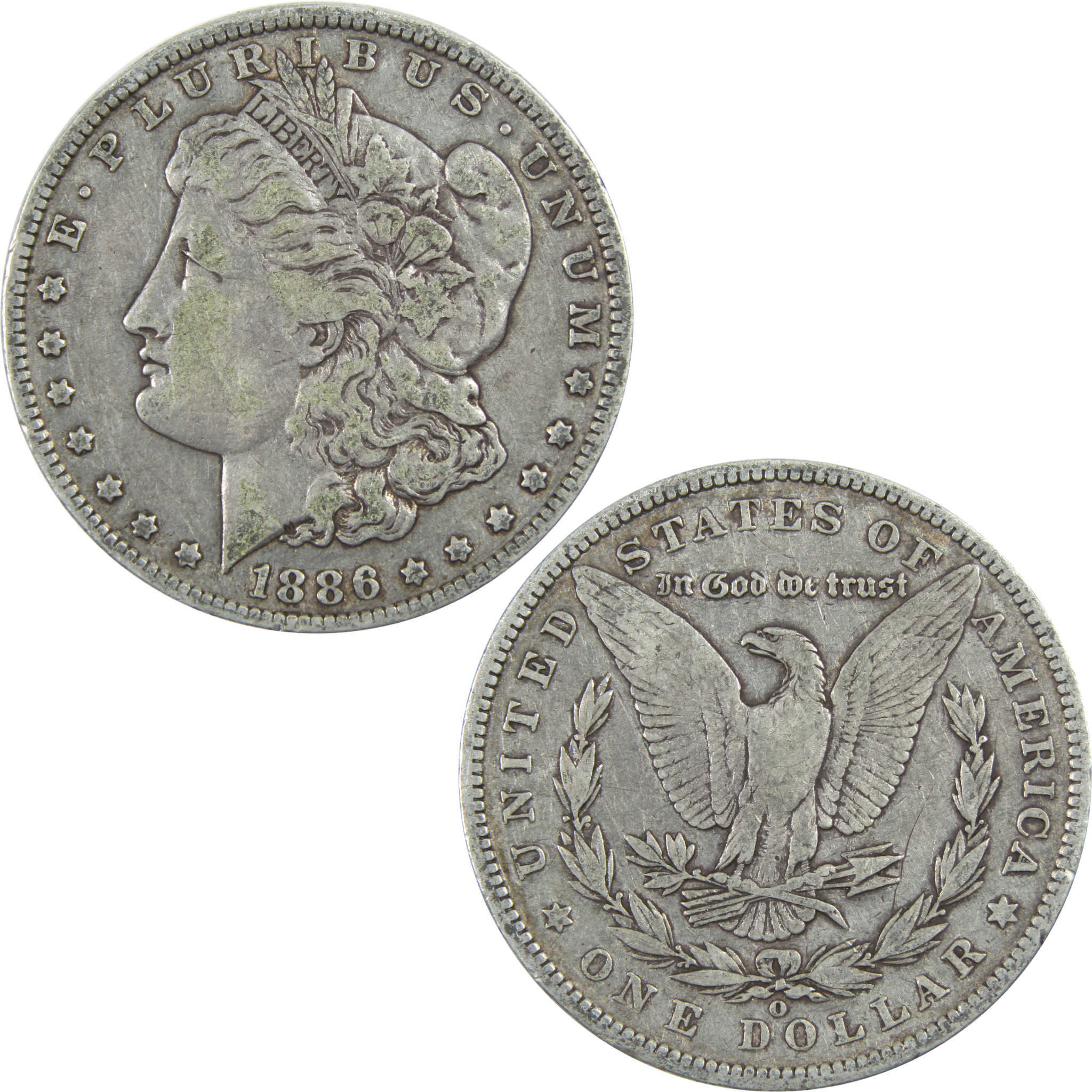 1886 O E on Reverse Morgan Dollar F Fine Silver $1 Coin SKU:I13473 - Morgan coin - Morgan silver dollar - Morgan silver dollar for sale - Profile Coins &amp; Collectibles