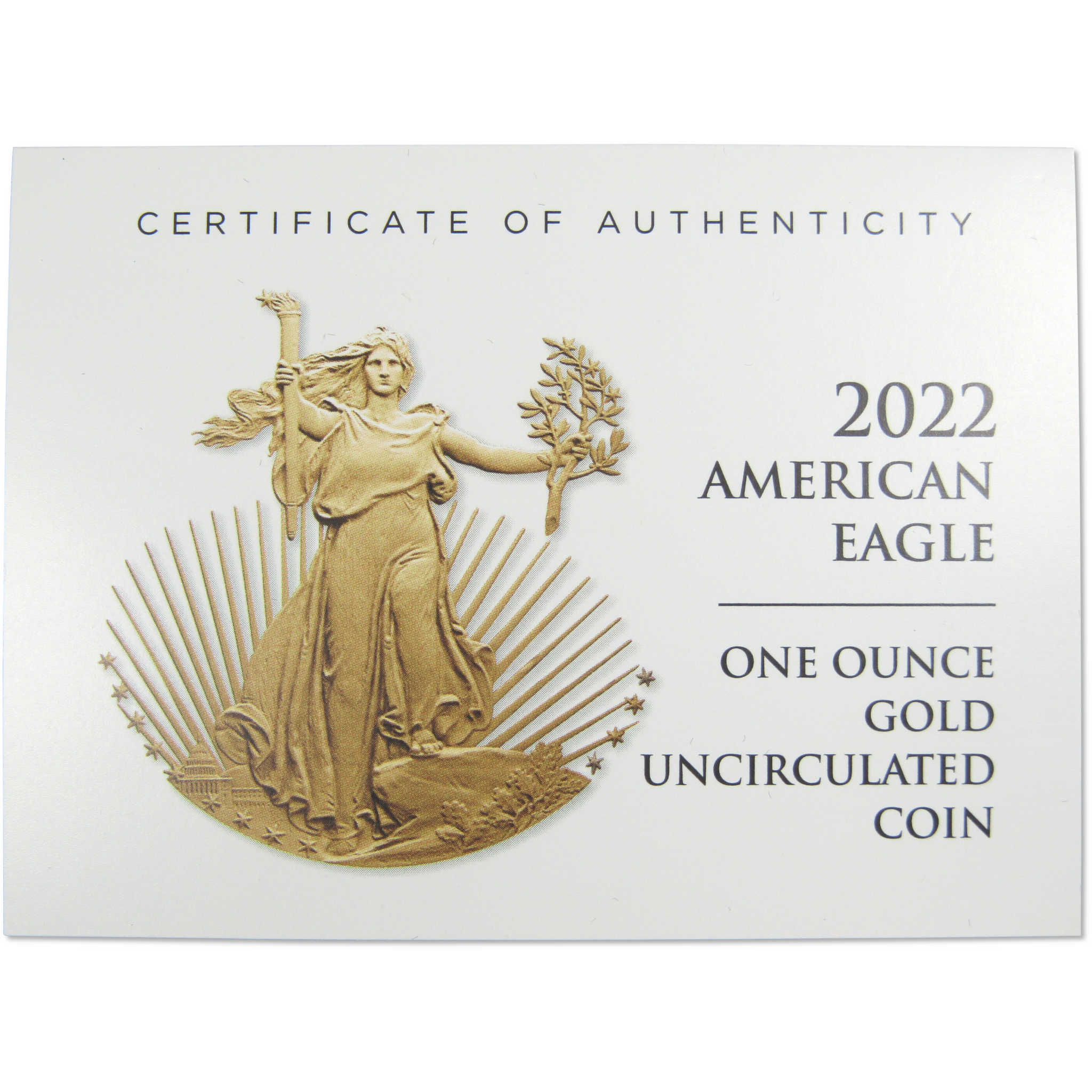 2022 W American Eagle Uncirculated 1 oz Gold $50 OGP COA SKU:OPC58