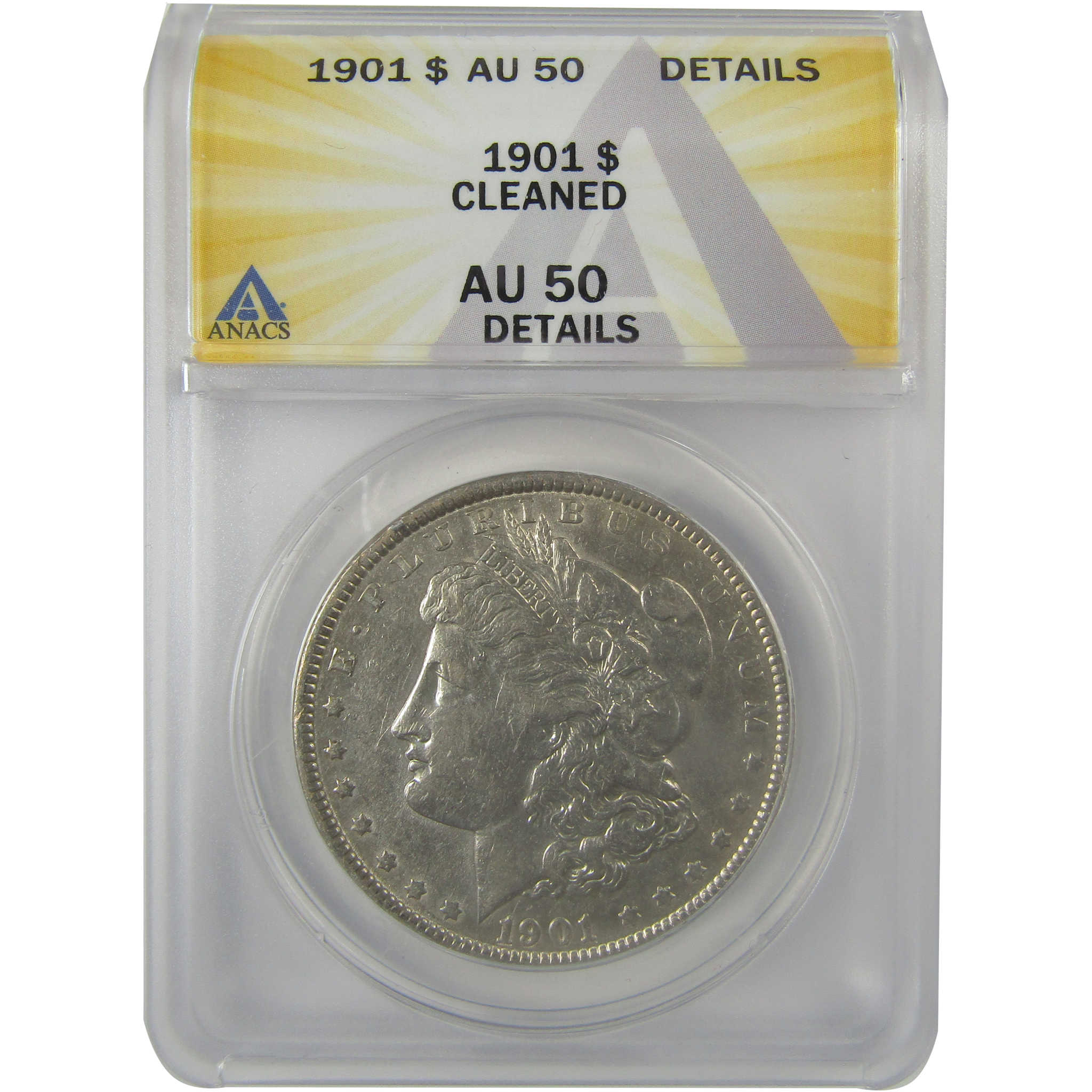 1901 Morgan Dollar AU 50 Details ANACS Silver $1 Coin SKU:I21272 - Morgan coin - Morgan silver dollar - Morgan silver dollar for sale - Profile Coins &amp; Collectibles