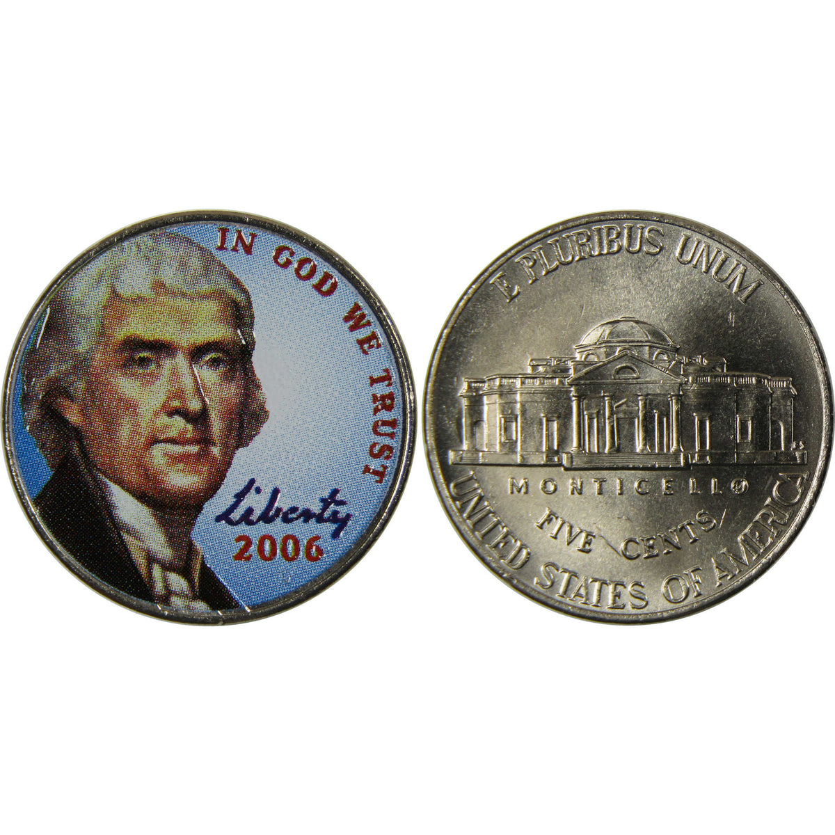 2004-2006 Colorized Jefferson Nickel 5 Coin Set Collectible