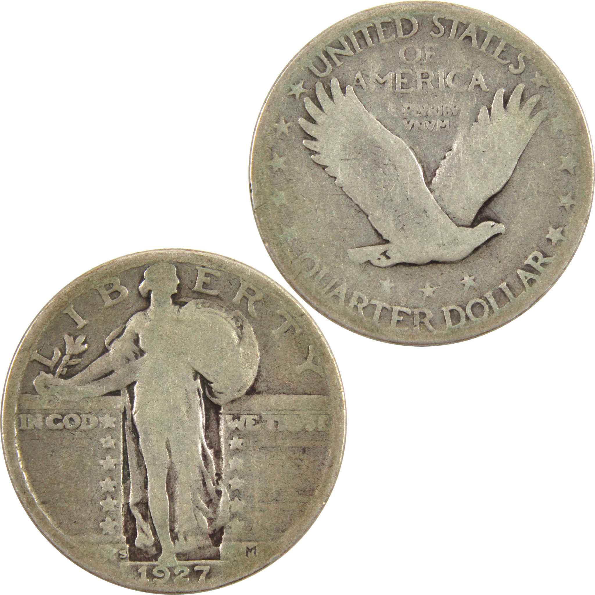1927 S Standing Liberty Quarter G Good 90% Silver 25c Coin SKU:I11106