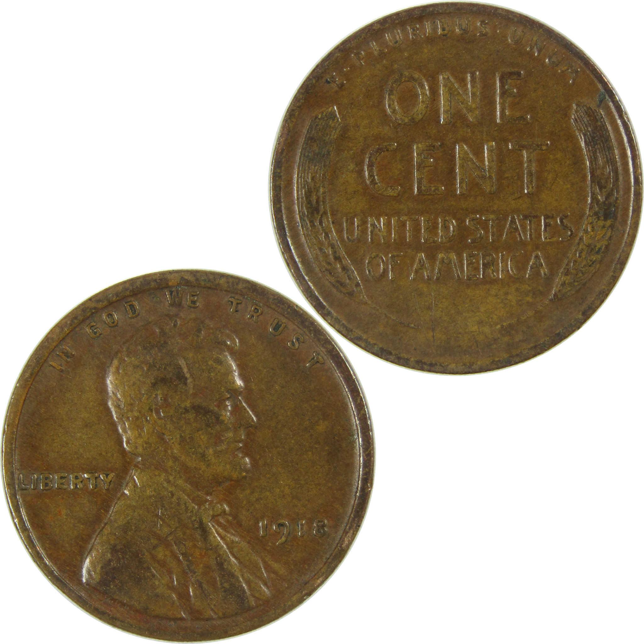 1918 Lincoln Wheat Cent F Fine Penny 1c Coin SKU:I26825