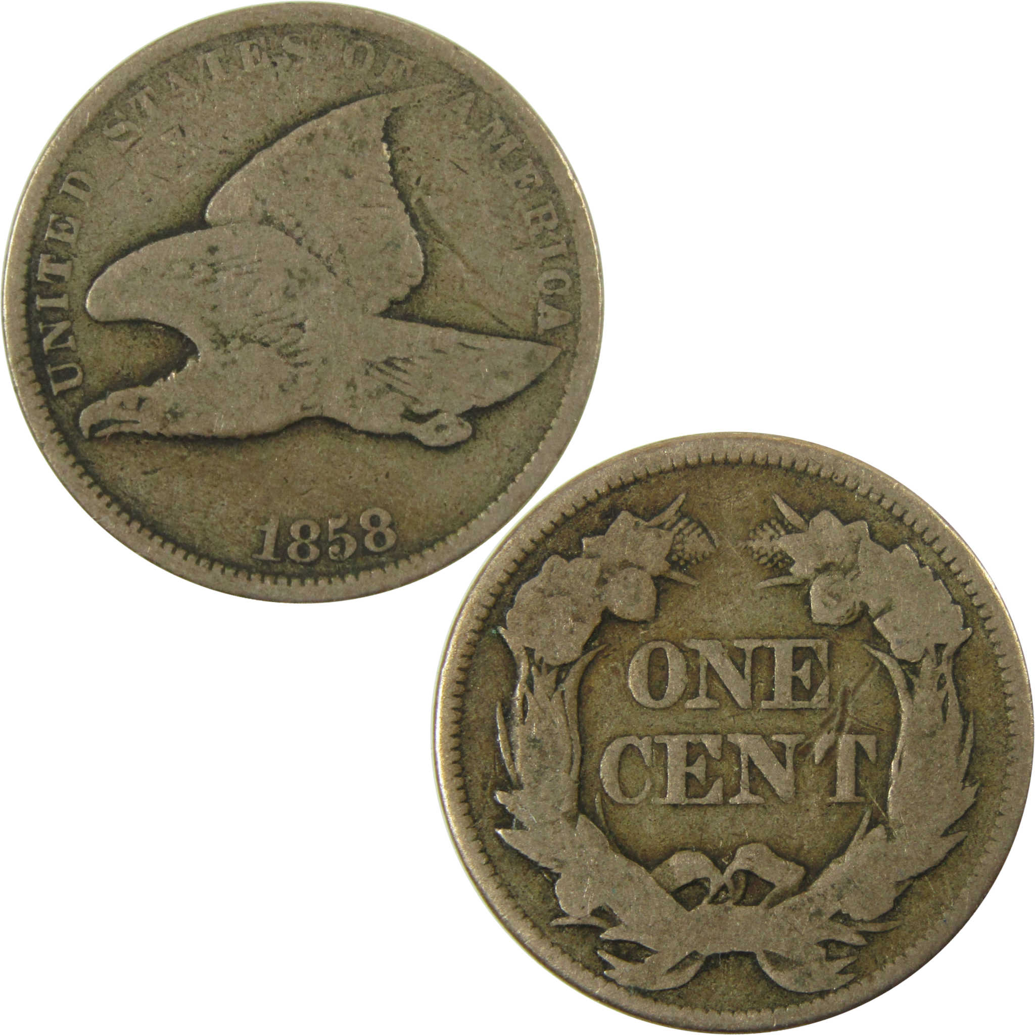 1858 Large Letters Flying Eagle Cent G Good Penny 1c Coin SKU:I28337