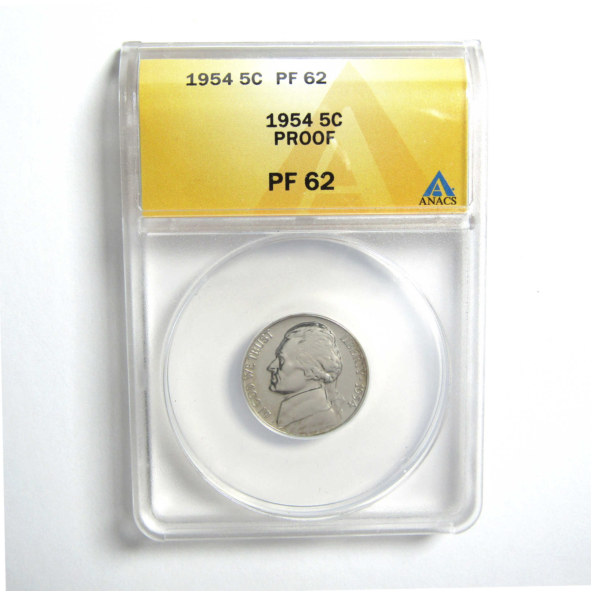 1954 Jefferson Nickel PF 62 ANACS 5c Proof Coin SKU:CPC5088