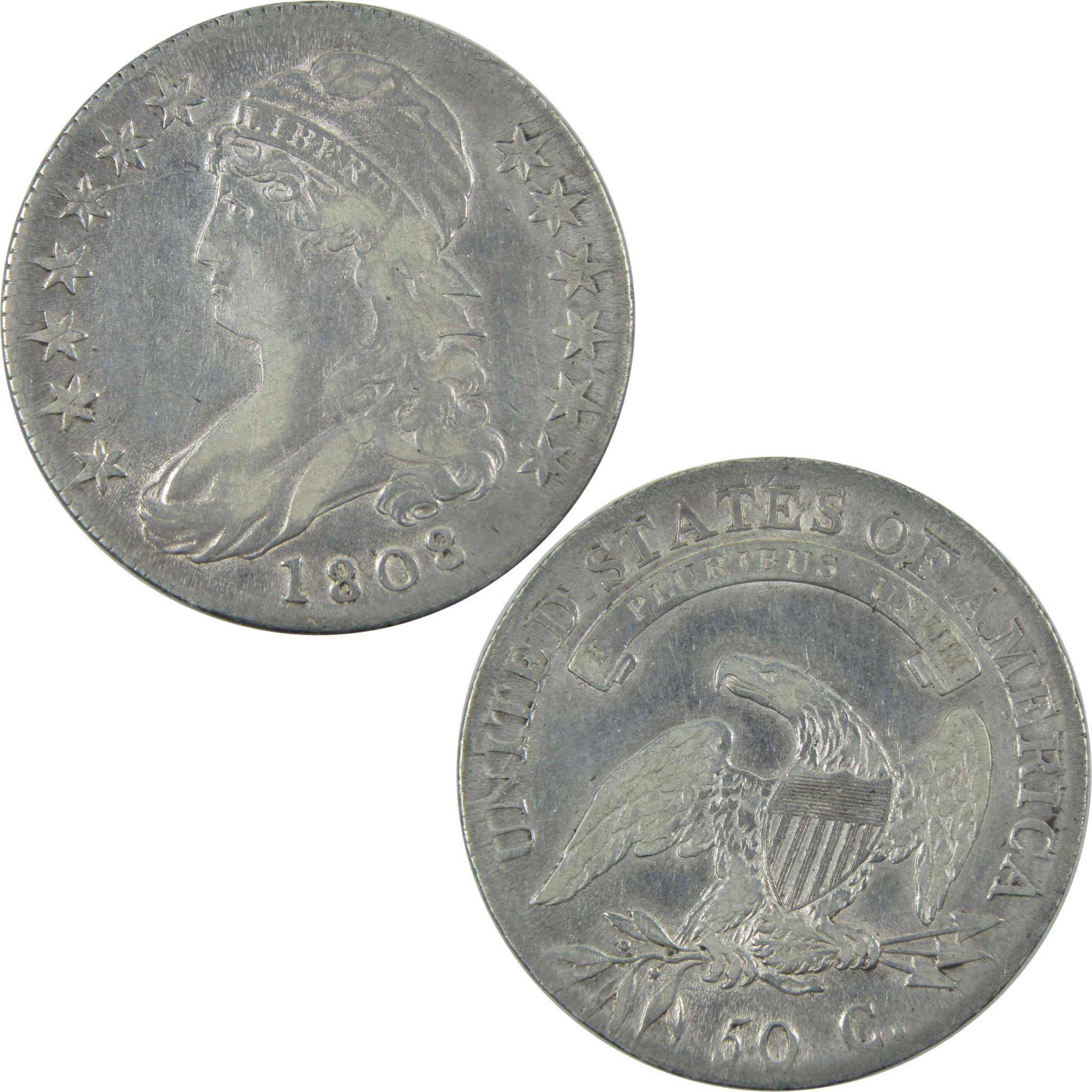 1808 Capped Bust Half Dollar VF Very Fine Silver 50c Coin SKU:I14425