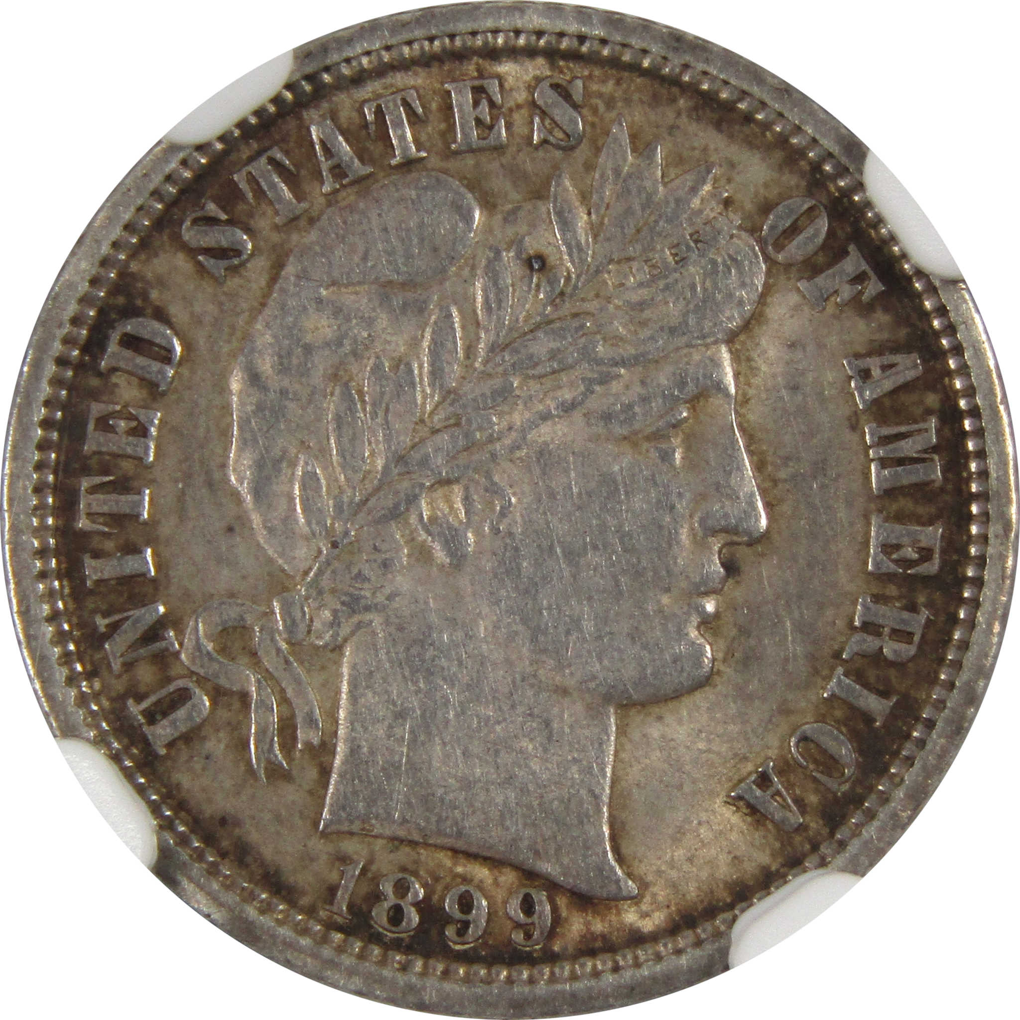1899 O Barber Dime AU 53 NGC 90% Silver 10c Coin SKU:I9283