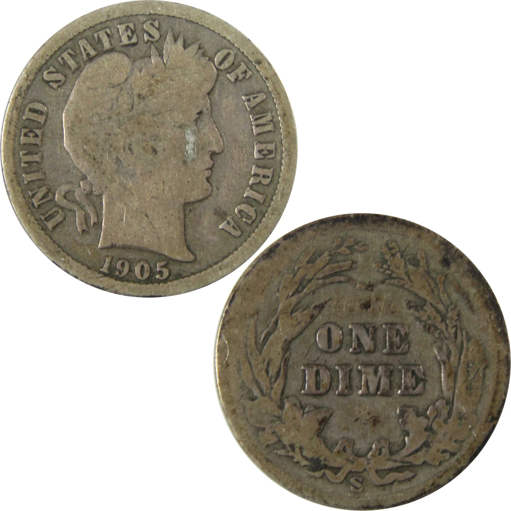 1905 S Barber Silver Dime AG About Good 10c Coin Collectible SKU:CP710
