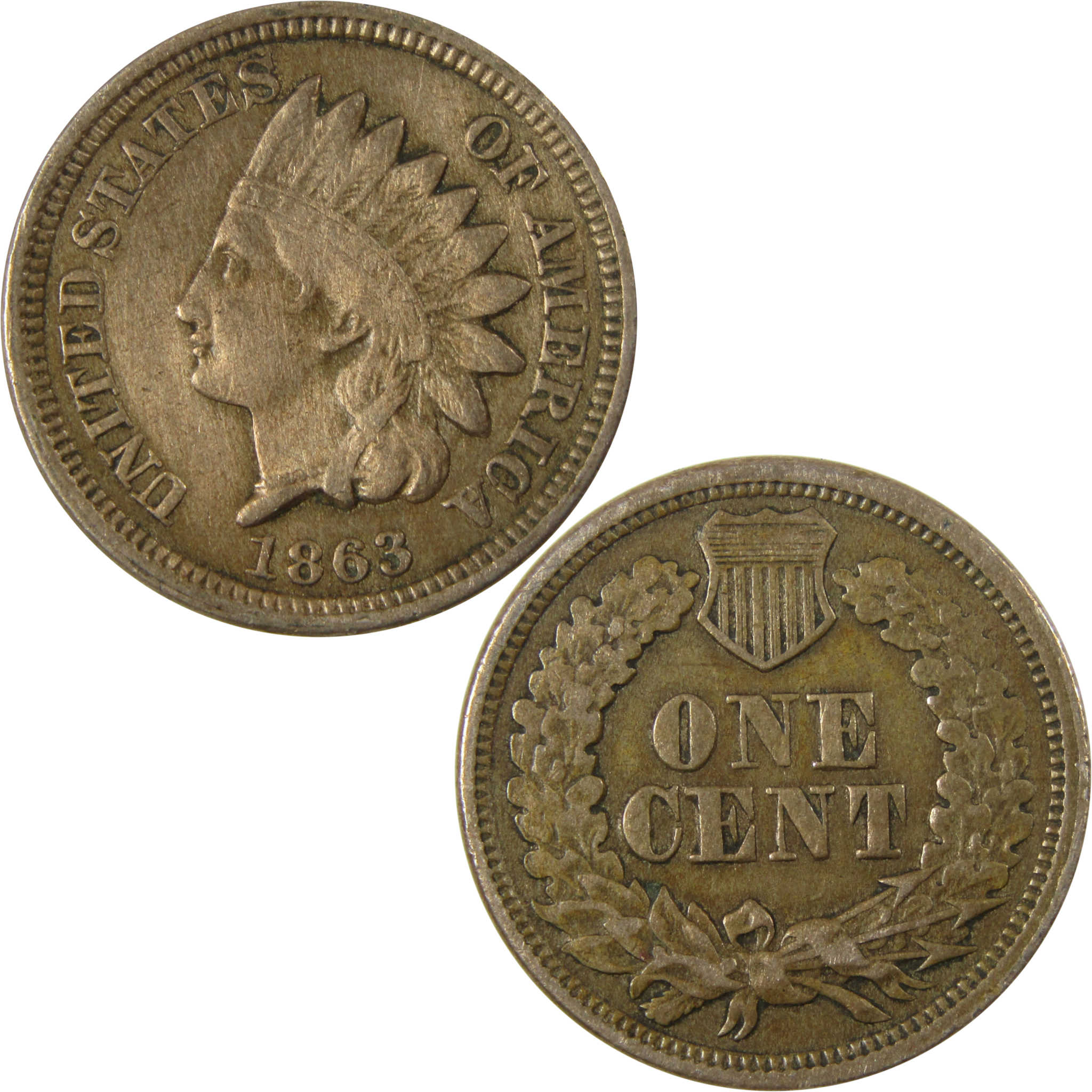 1863 Indian Head Cent VF Very Fine Details Penny 1c Coin SKU:CP1173