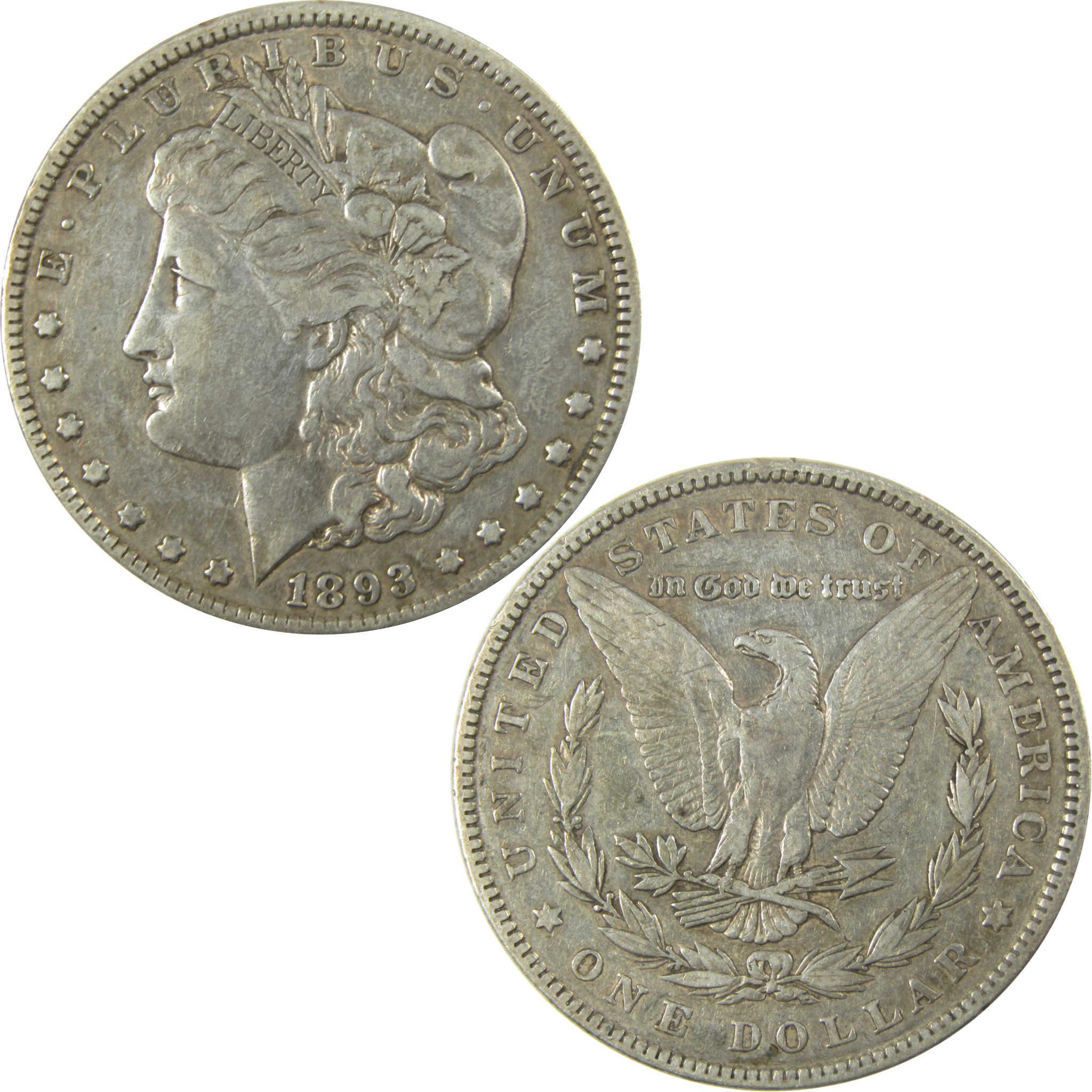 1893 Morgan Silver Dollar VF Very Fine $1 Coin Collectible SKU:I25123 - Morgan coin - Morgan silver dollar - Morgan silver dollar for sale - Profile Coins &amp; Collectibles
