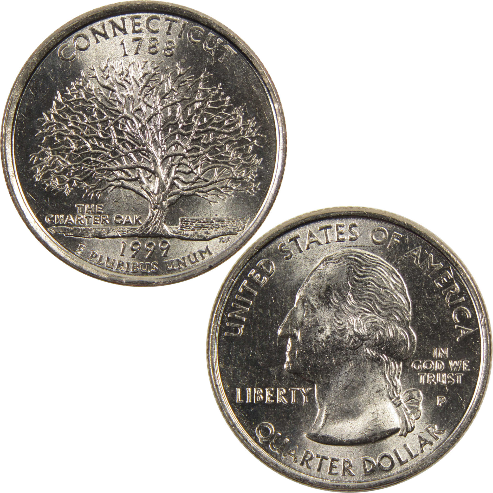 1999 P Connecticut State Quarter BU Uncirculated Clad 25c Coin