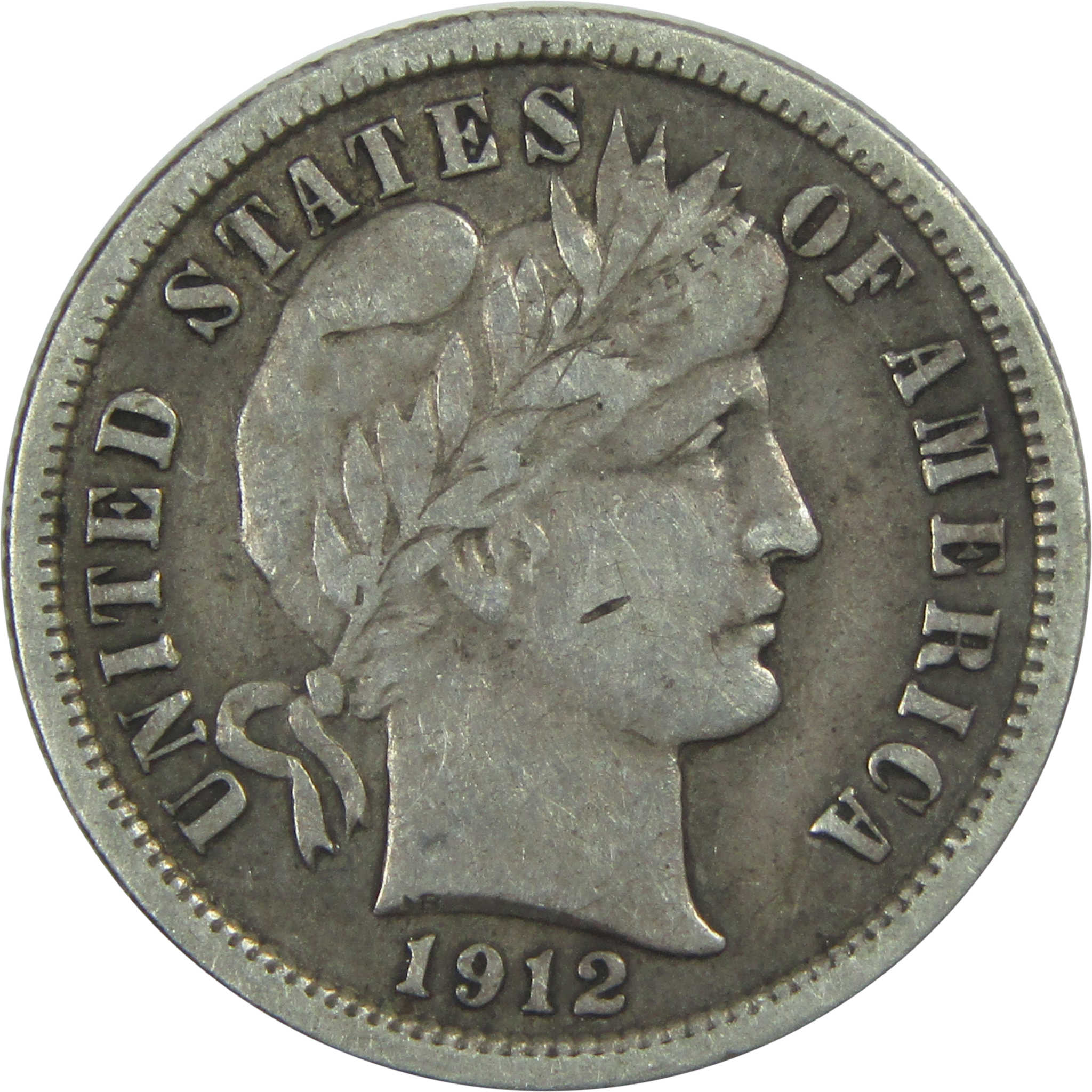 1912 Barber Dime VF Very Fine Silver 10c Coin SKU:I15496