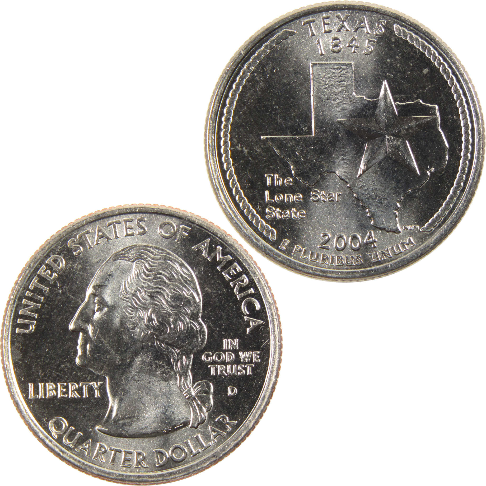 2004 D Texas State Quarter BU Uncirculated Clad 25c Coin