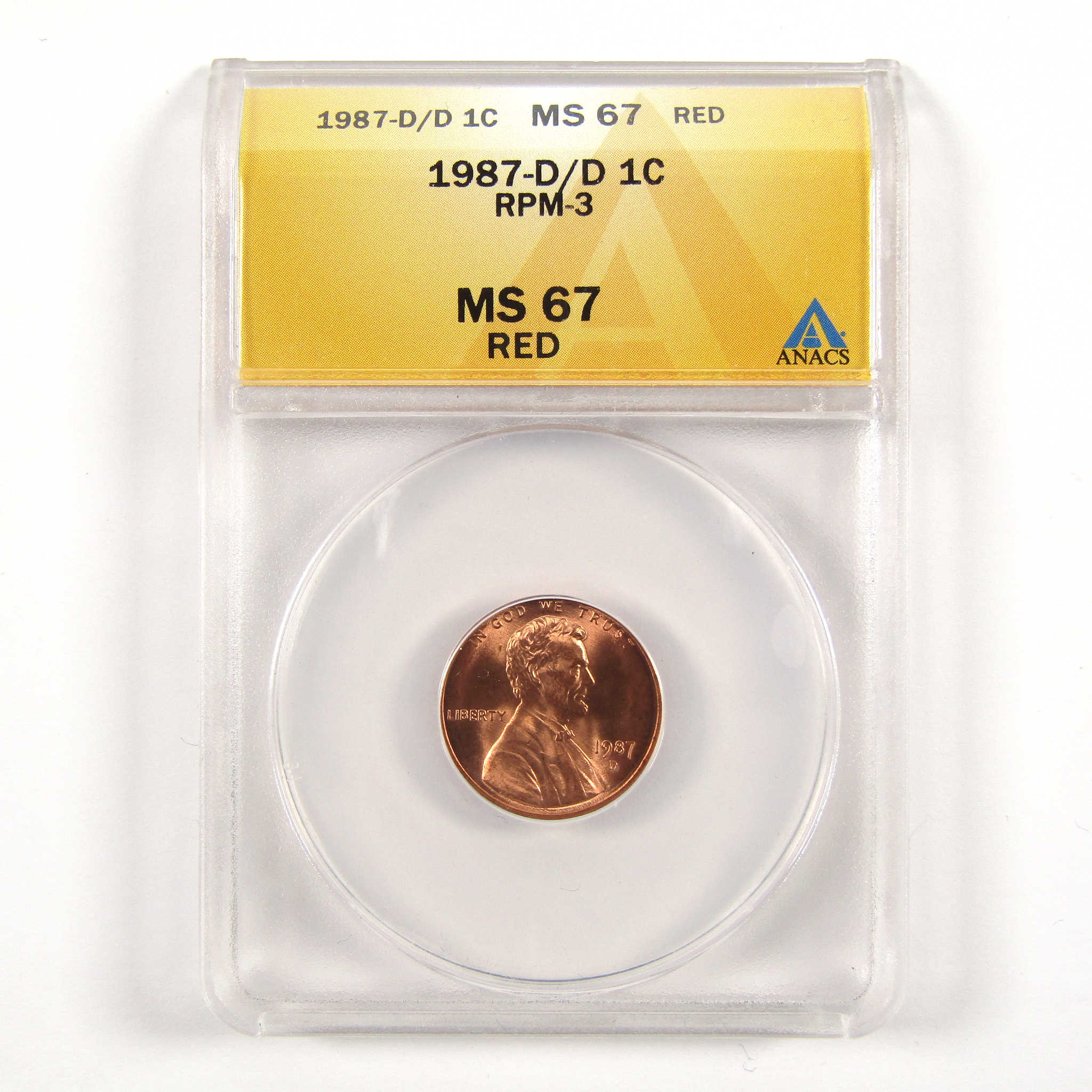 1987 D/D RPM 3 FS-501 Lincoln Memorial Cent MS 67 RD ANACS SKU:CPC5644