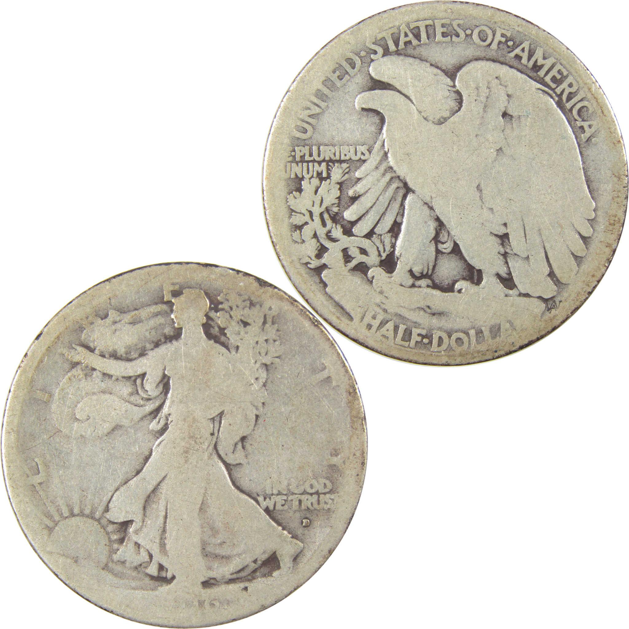 1916 D Liberty Walking Silver Half Dollar AG About Good SKU:I26195