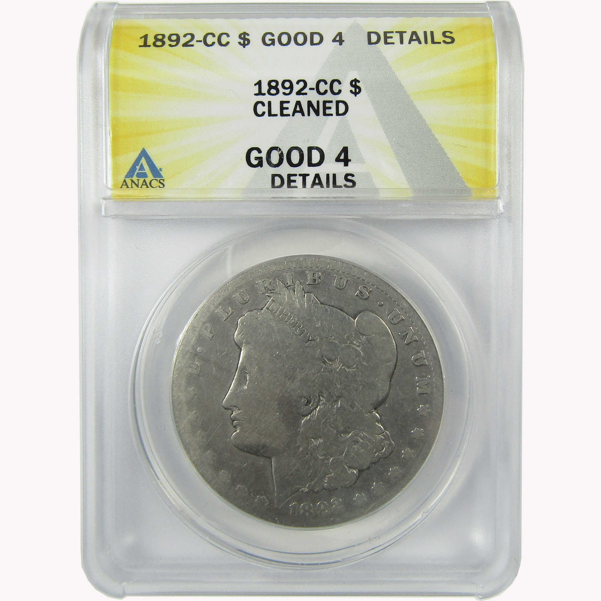 1892 CC Morgan Silver Dollar G 4 Details ANACS $1 CoinSKU:CP863