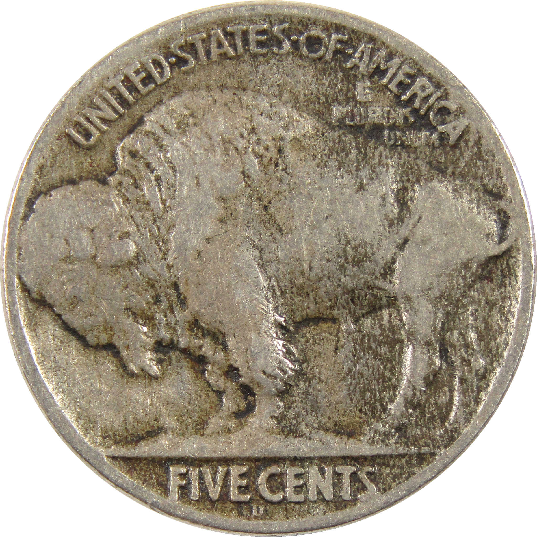 1917 D Indian Head Buffalo Nickel F Fine 5c Coin SKU:I11400