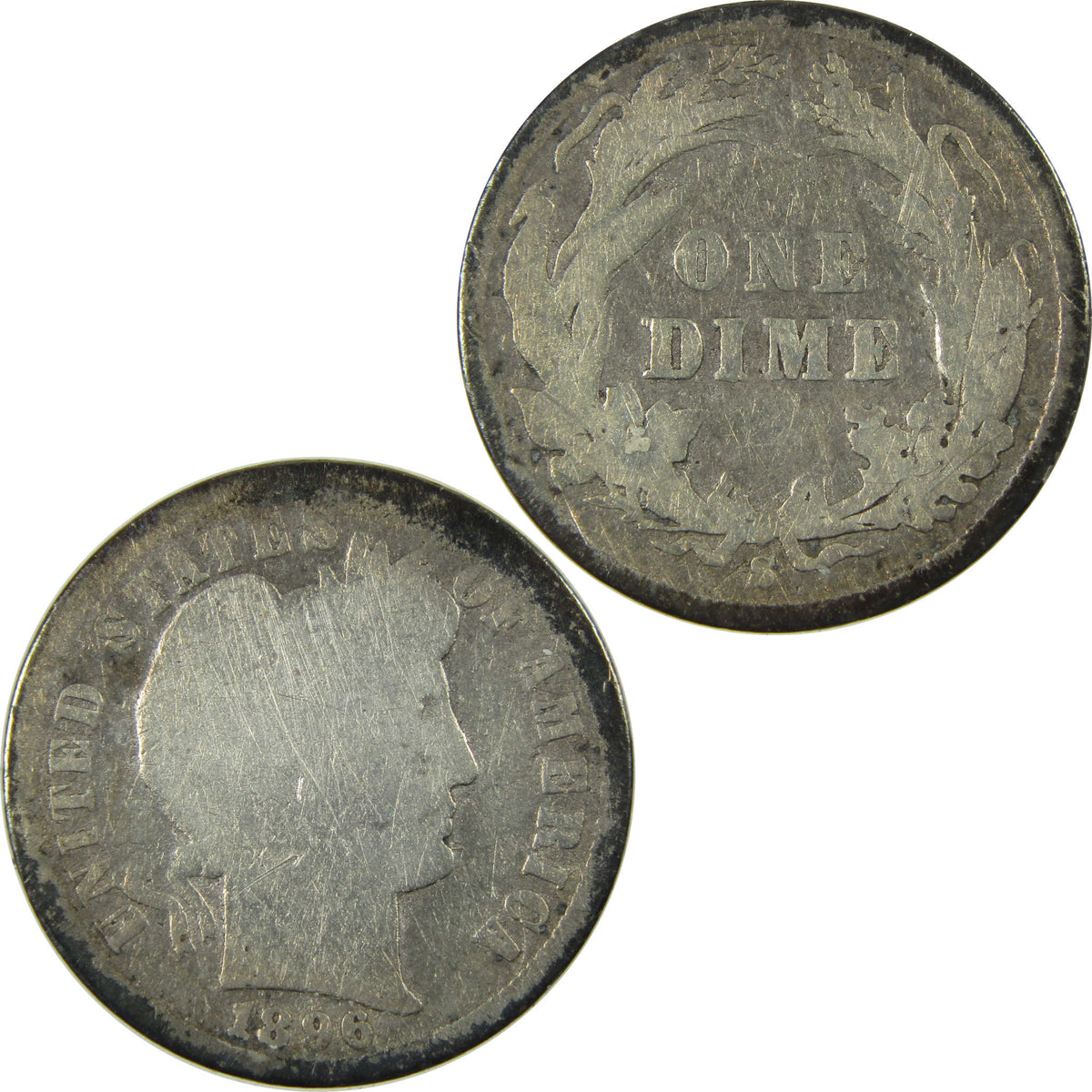 1896 S Barber Silver Dime G Good Details 10c Coin SKU:CP1764