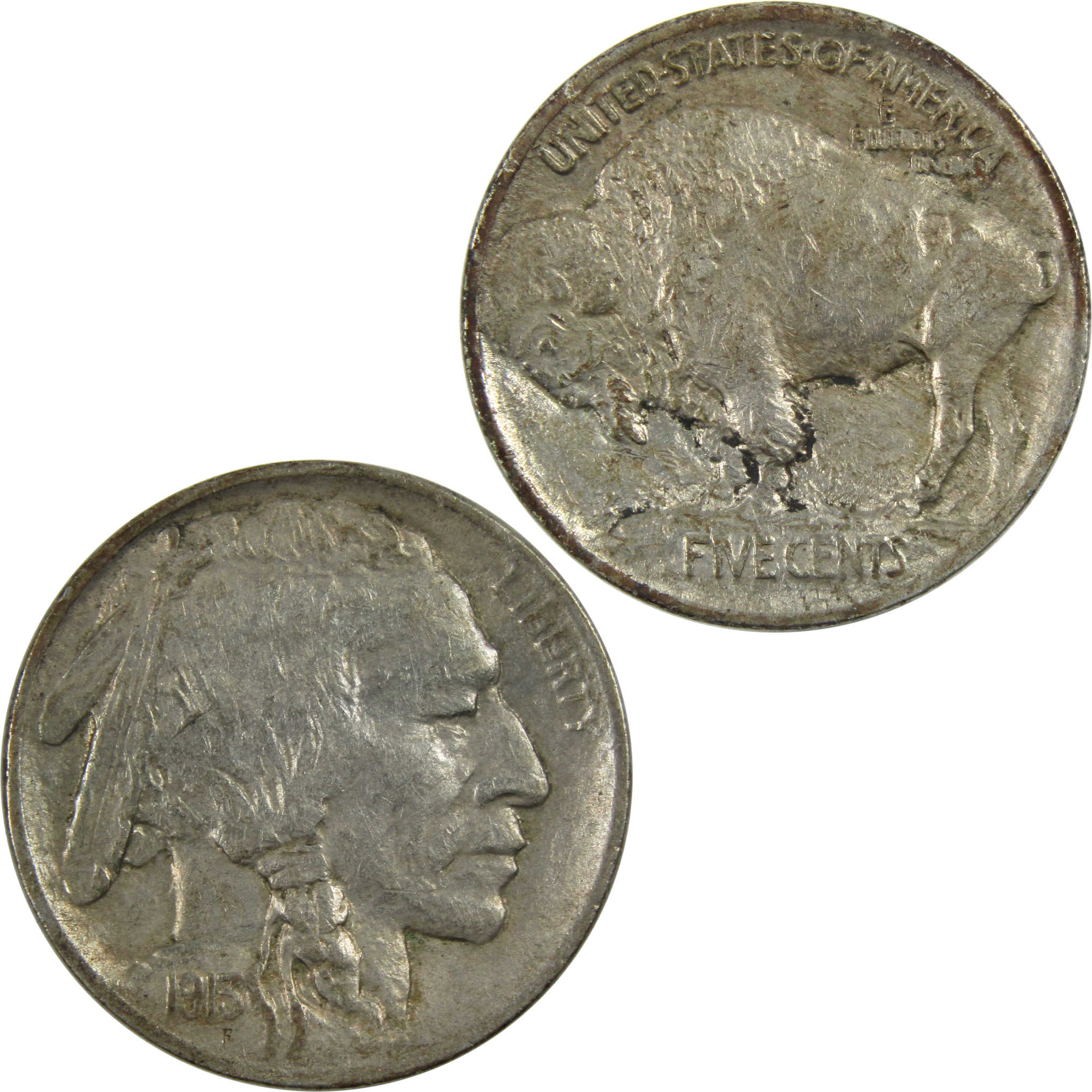1913 Type 1 Indian Head Buffalo Nickel VF Very Fine 5c Coin SKU:I12998