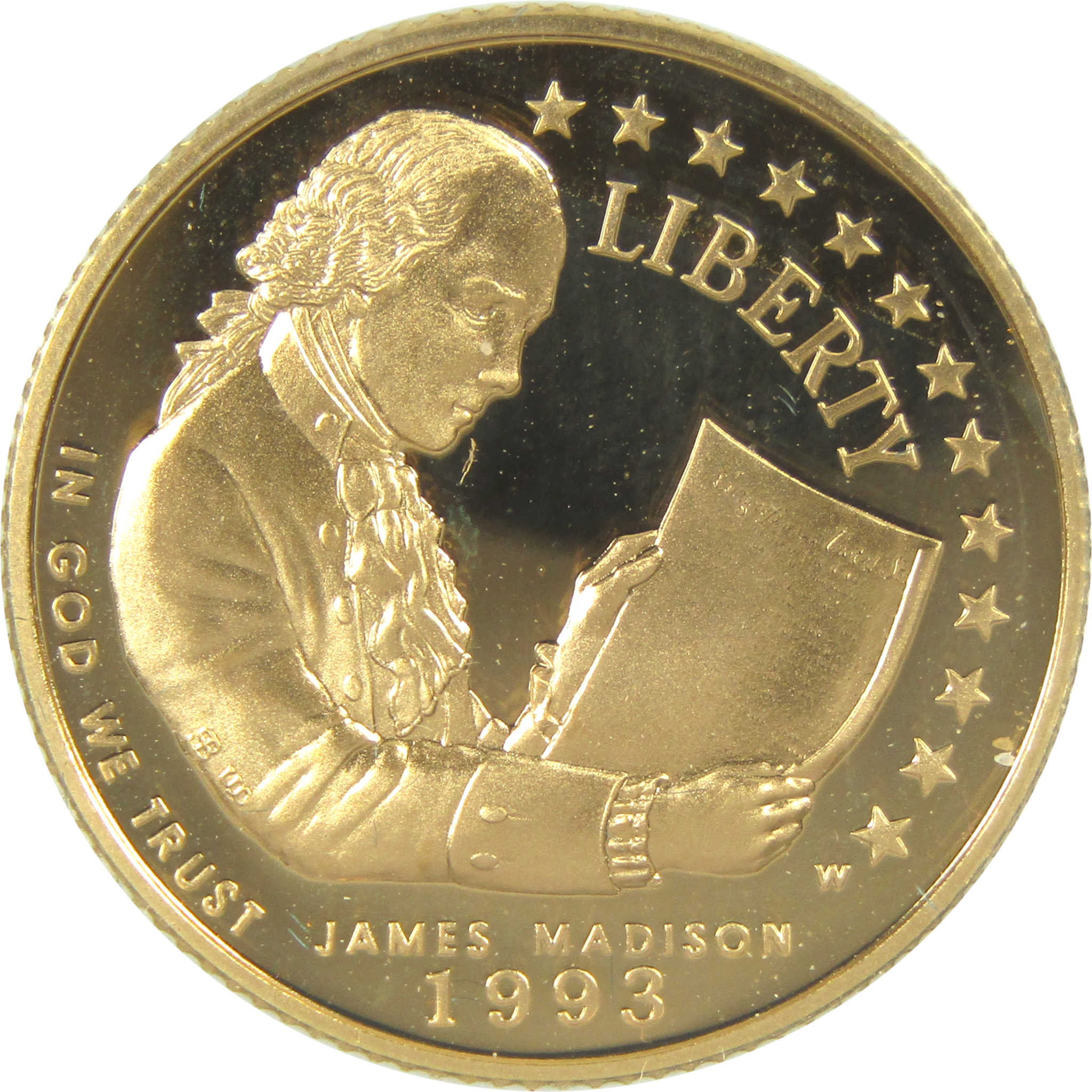 Bill of Rights Commemorative 1993 W Choice Proof Gold $5 Coin