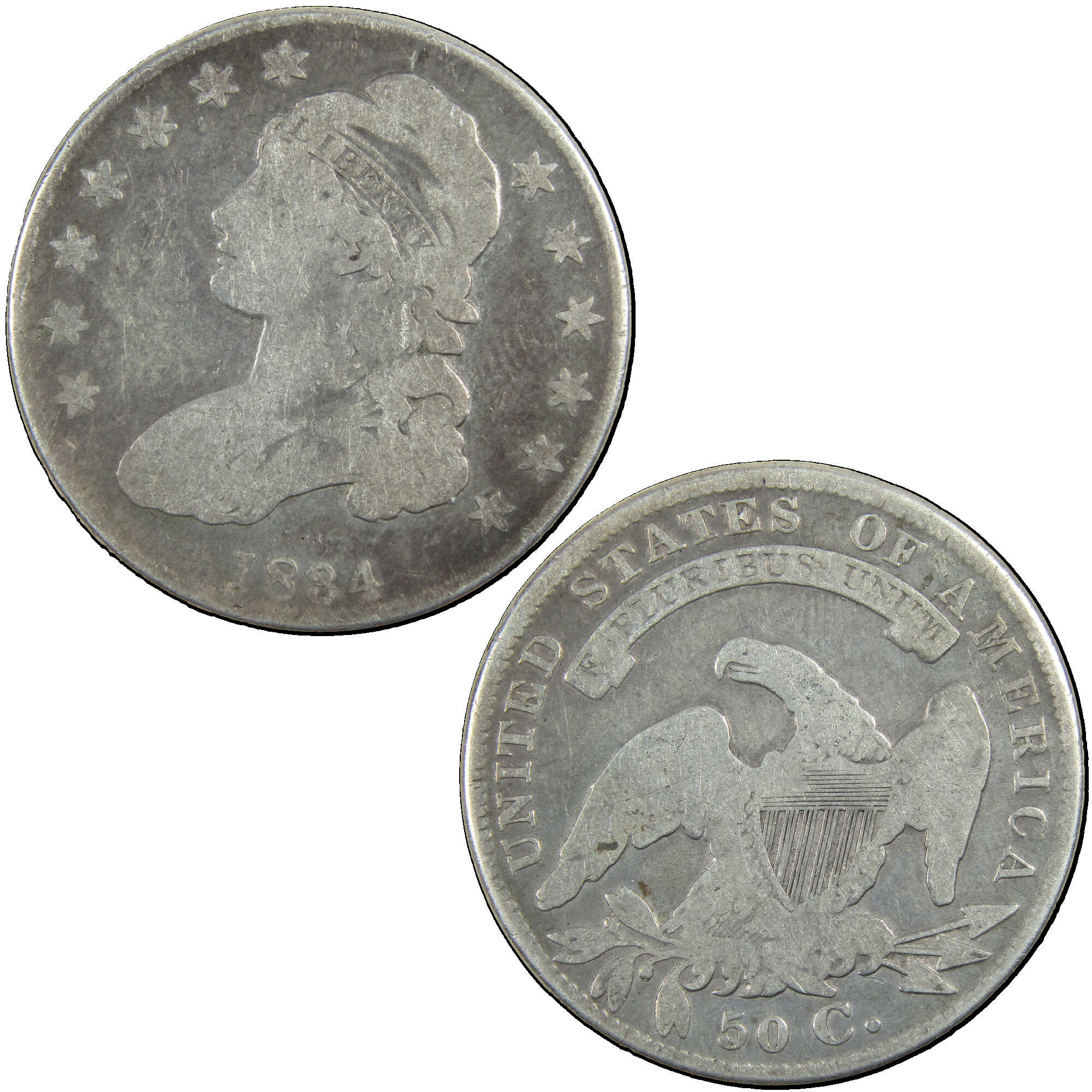 1834 Small Date and Letters Capped Bust Half About Good SKU:I12927