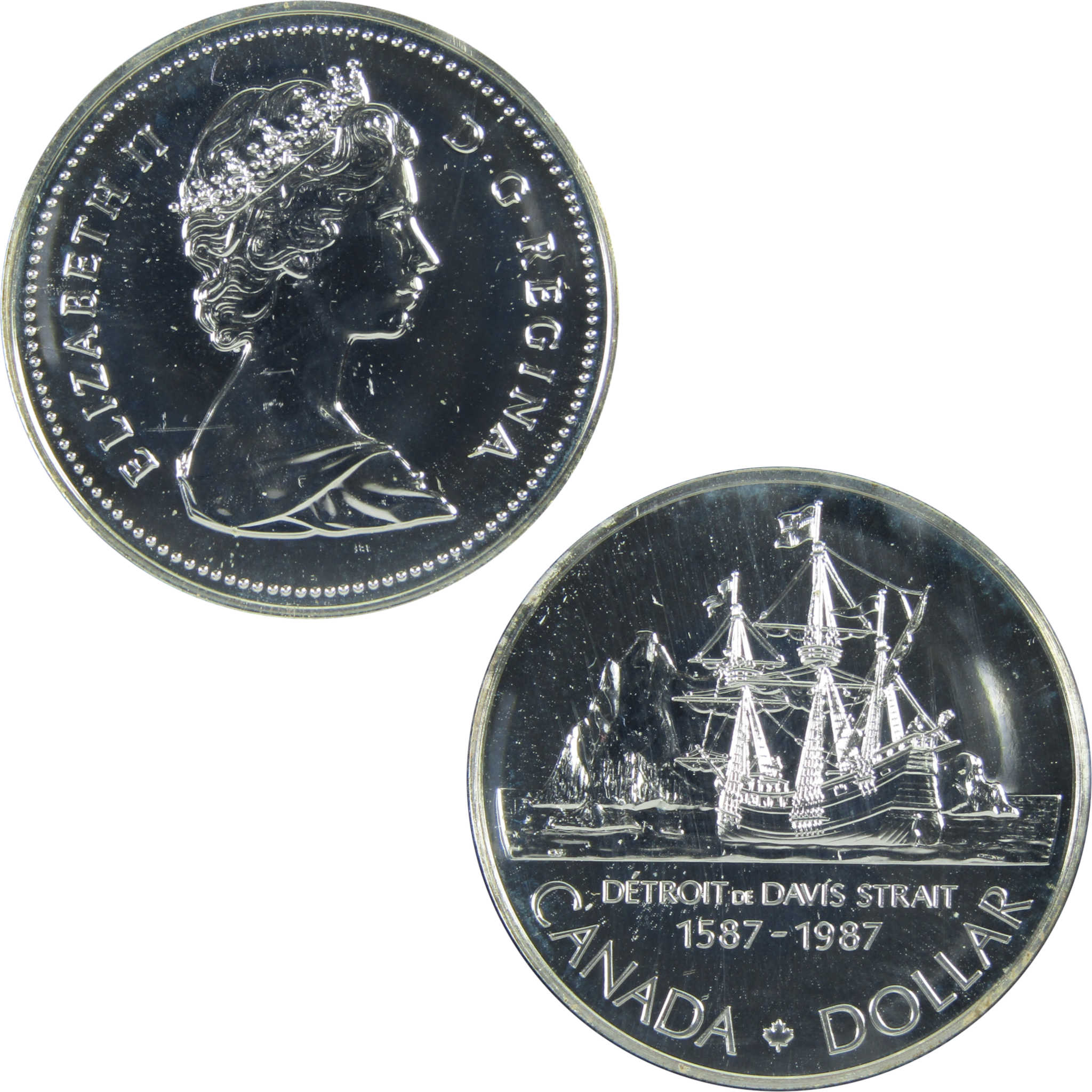 1987 Canadian Davis Strait Dollar Uncirculated Silver $1 SKU:CPC4625