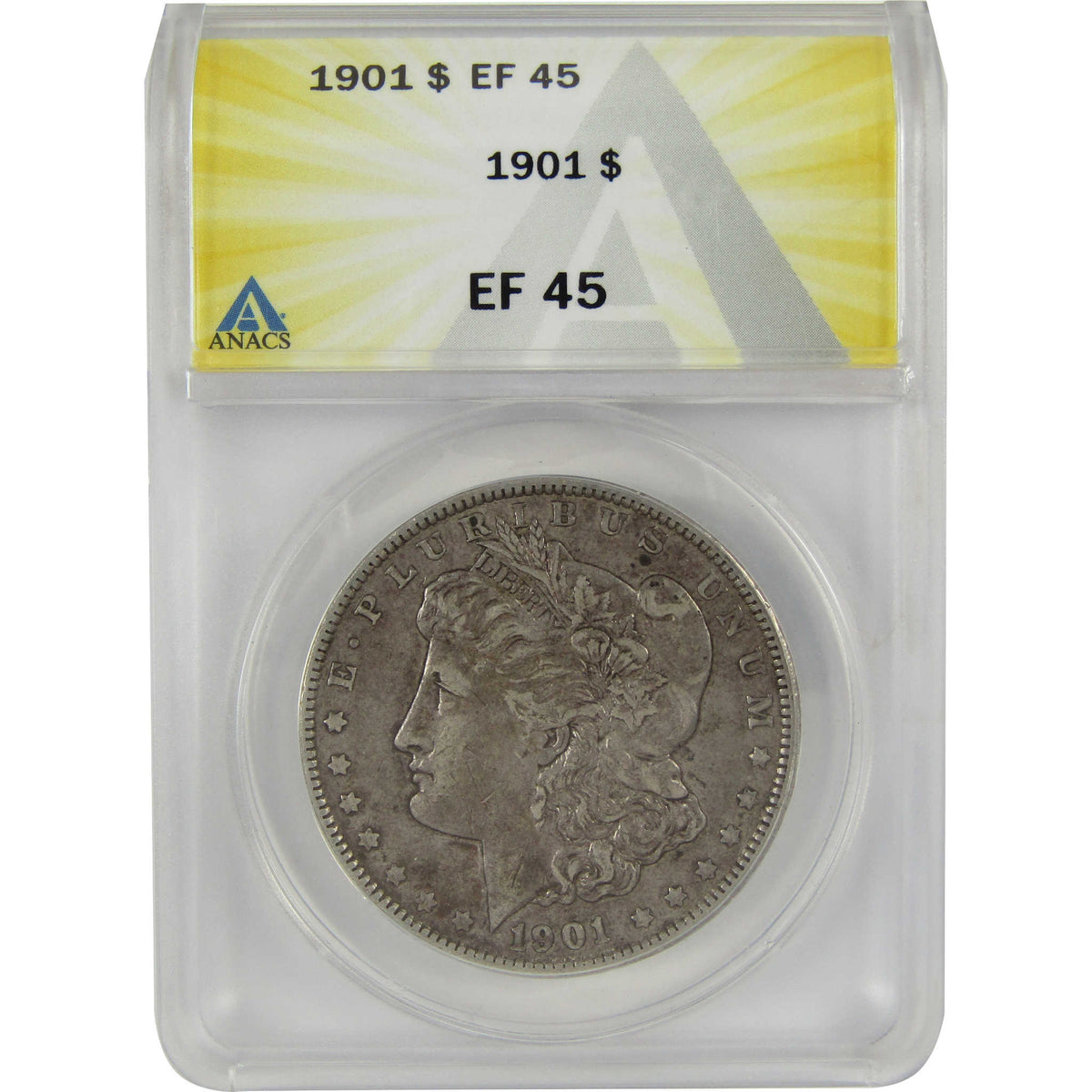 1901 Morgan Silver Dollar EF 45 ANACS $1 Coin Collectible SKU:I28817