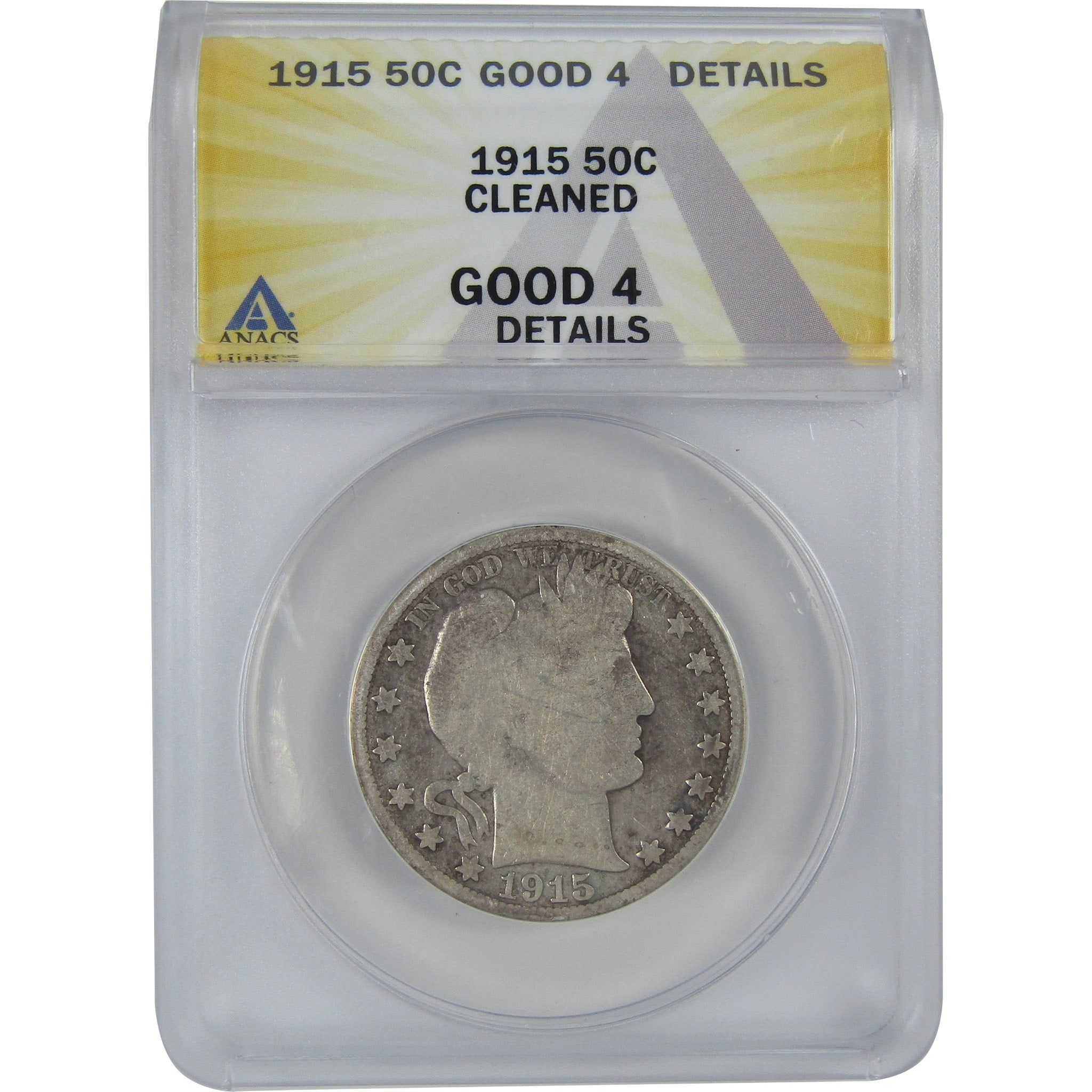 1915 Barber Half Dollar G 4 Details ANACS Silver 50c Coin SKU:I16176