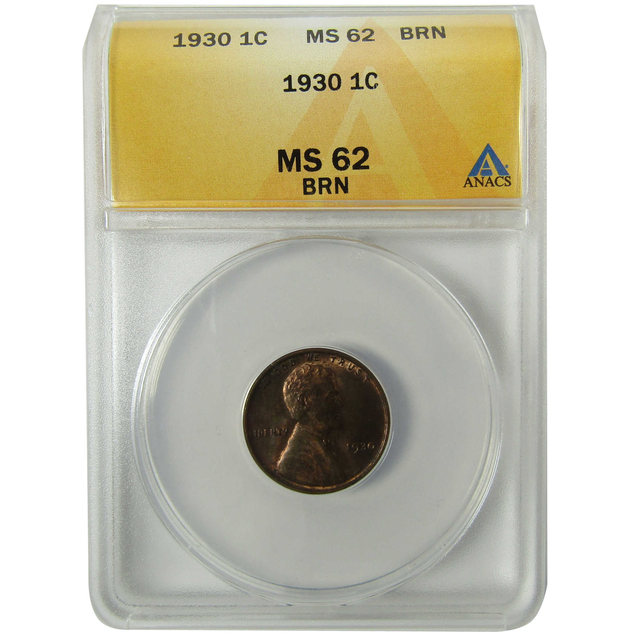 1930 Lincoln Wheat Cent MS 62 BN ANACS Uncirculated Penny SKU:I28437