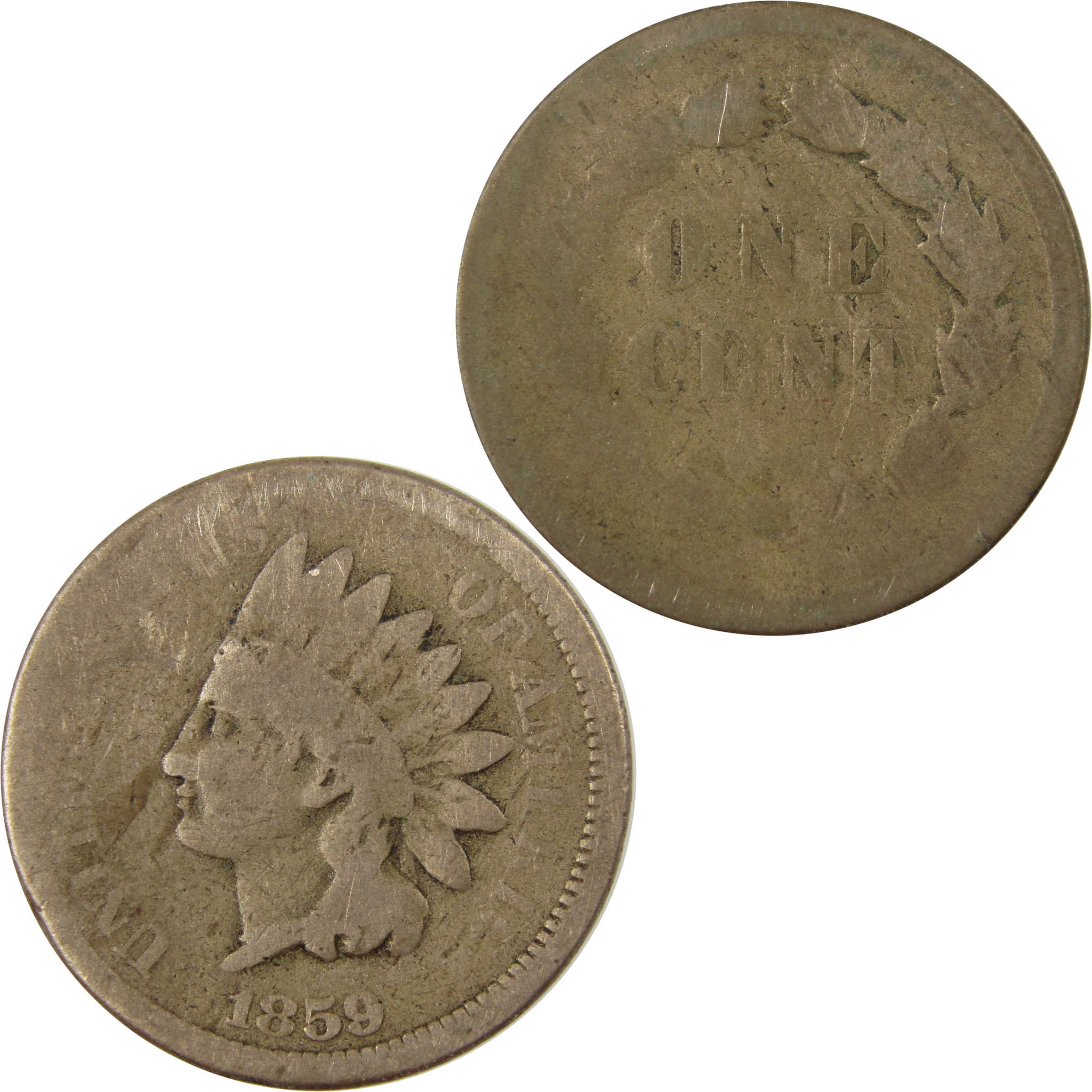 1859 Indian Head Cent AG About Good Penny 1c Coin SKU:CP1249