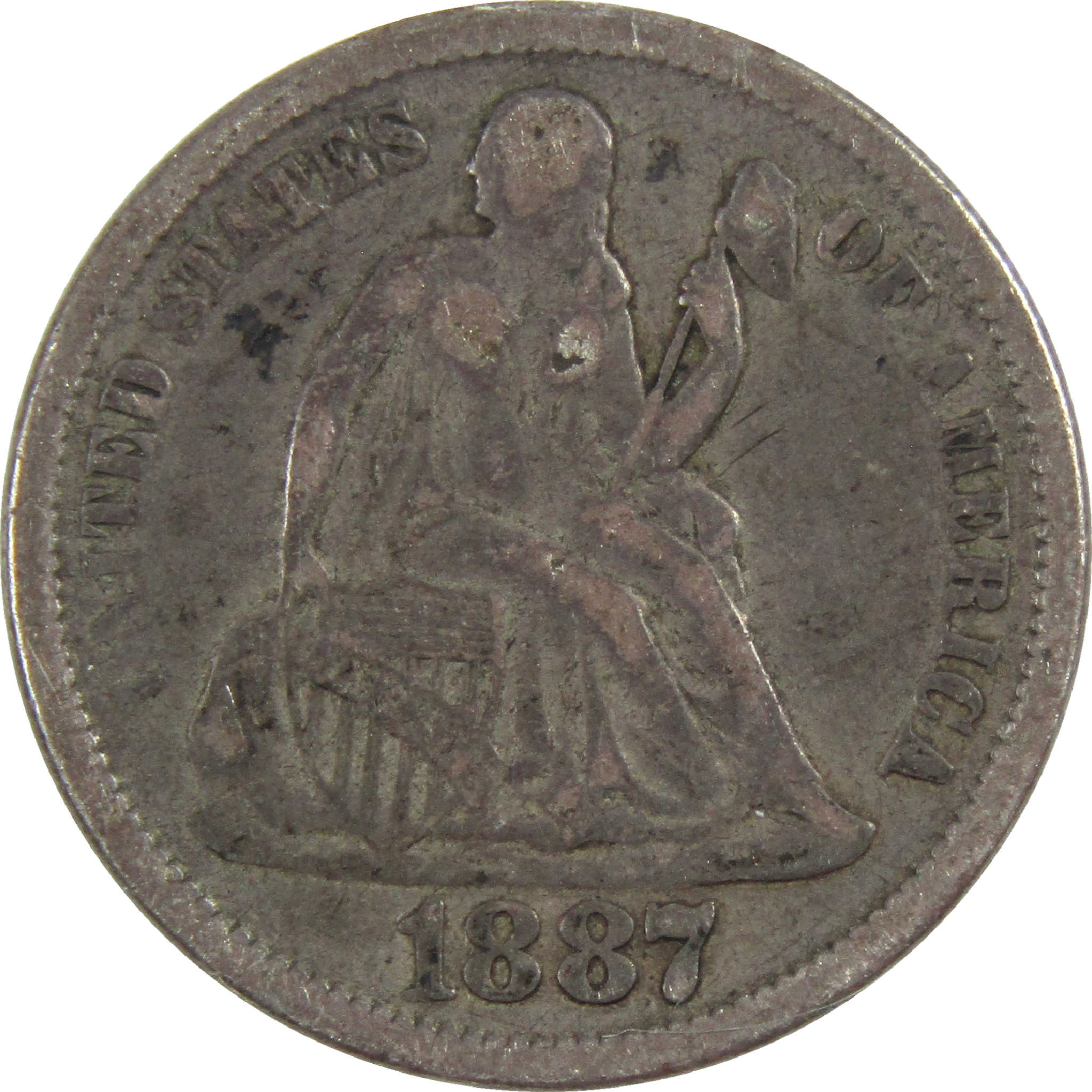 1887 Seated Liberty Dime F Fine Silver 10c Coin SKU:I12260