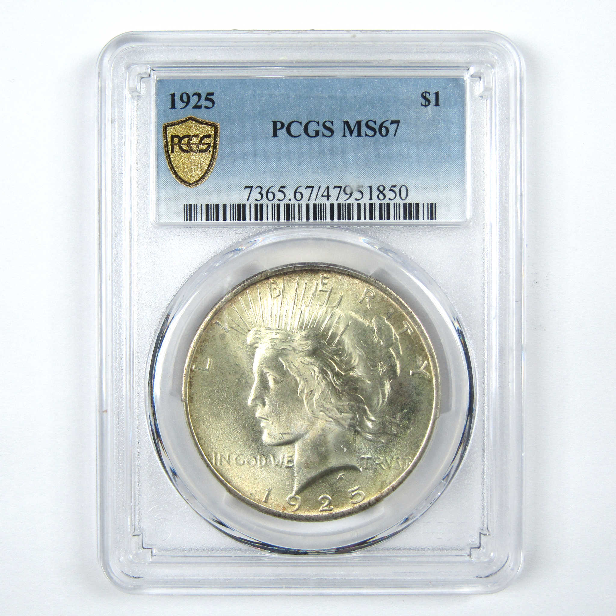 1925 Peace Dollar MS 67 PCGS Silver $1 Uncirculated Coin SKU:I15079