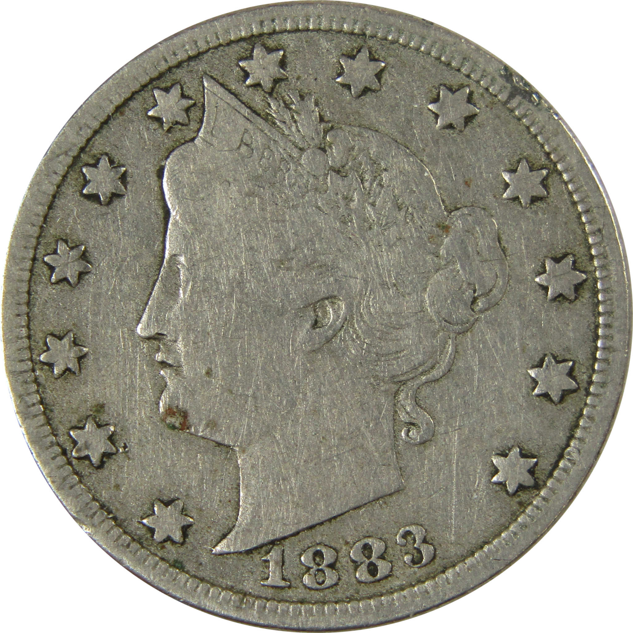 1883 No Cents Liberty Head V Nickel F Fine 5c Coin SKU:I26506