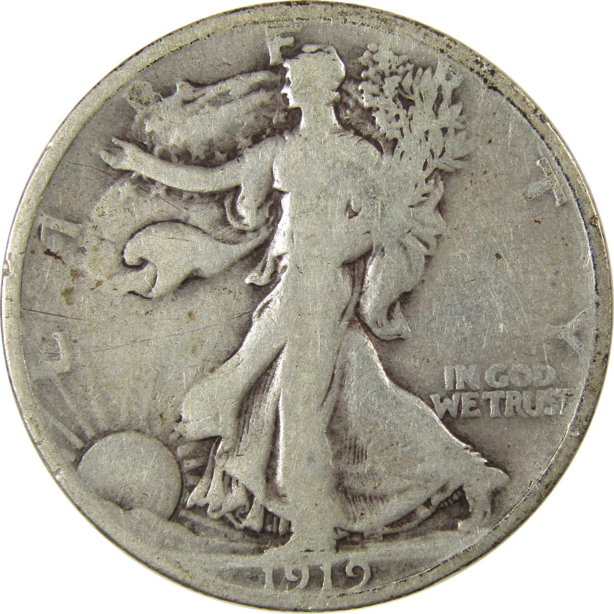 1919 Liberty Walking Silver Half Dollar VG Very Good Coin SKU:I22773