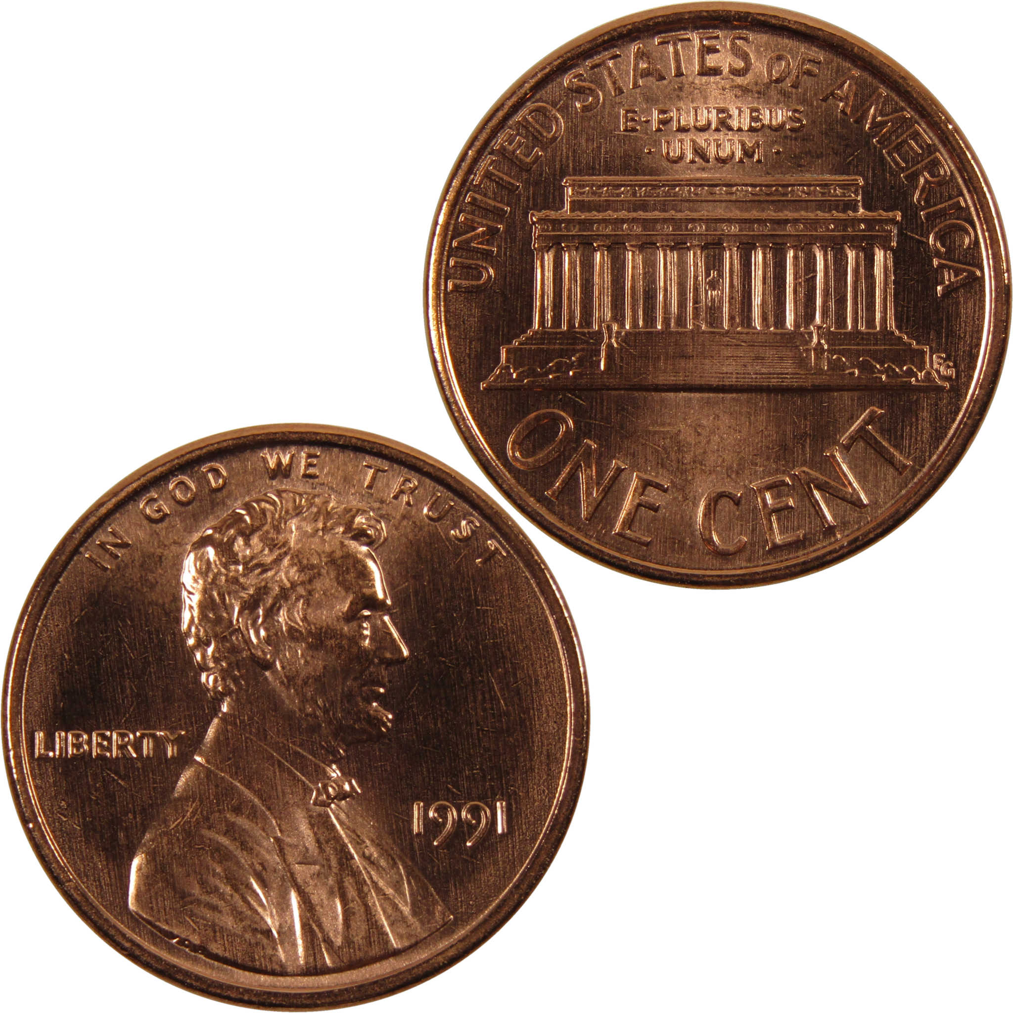 1991 Lincoln Memorial Cent BU Uncirculated Penny 1c Coin