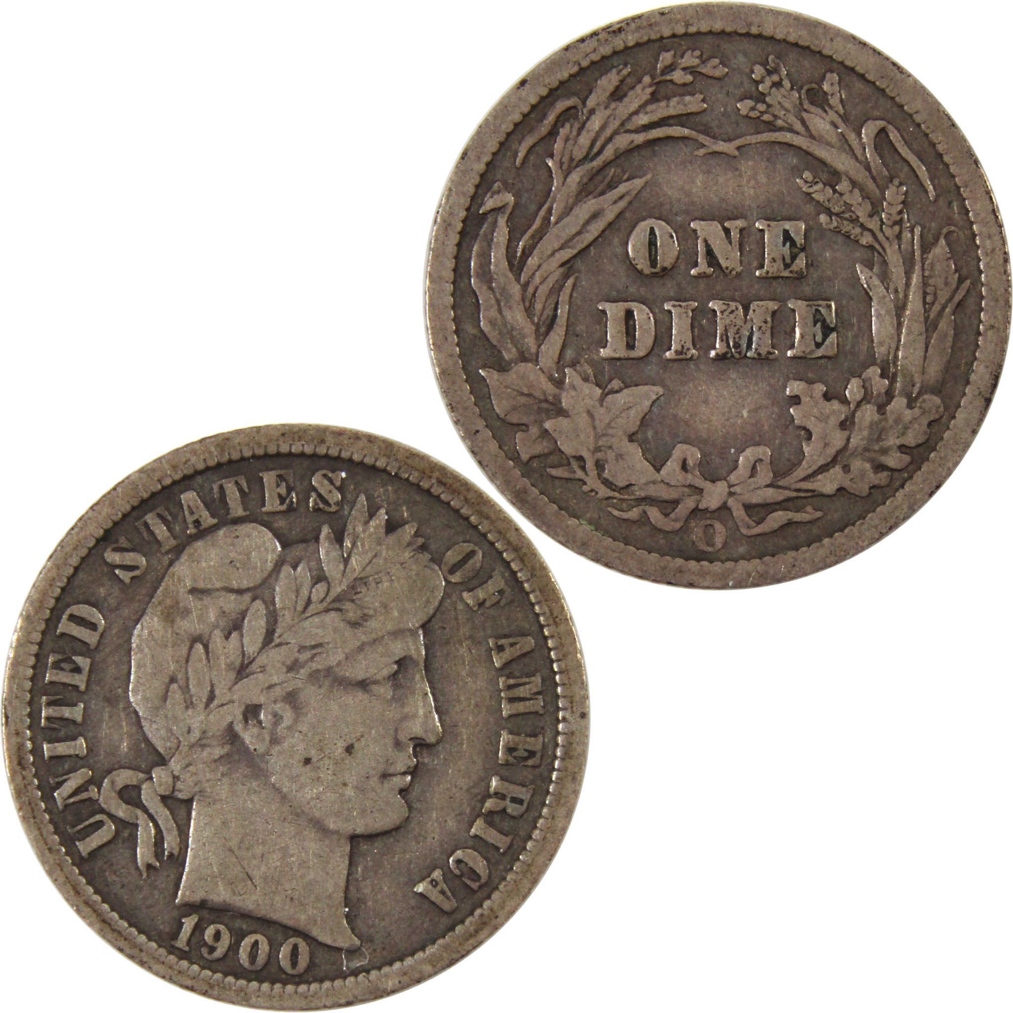 1900 O Barber Dime F Fine 90% Silver 10c Coin SKU:I10079