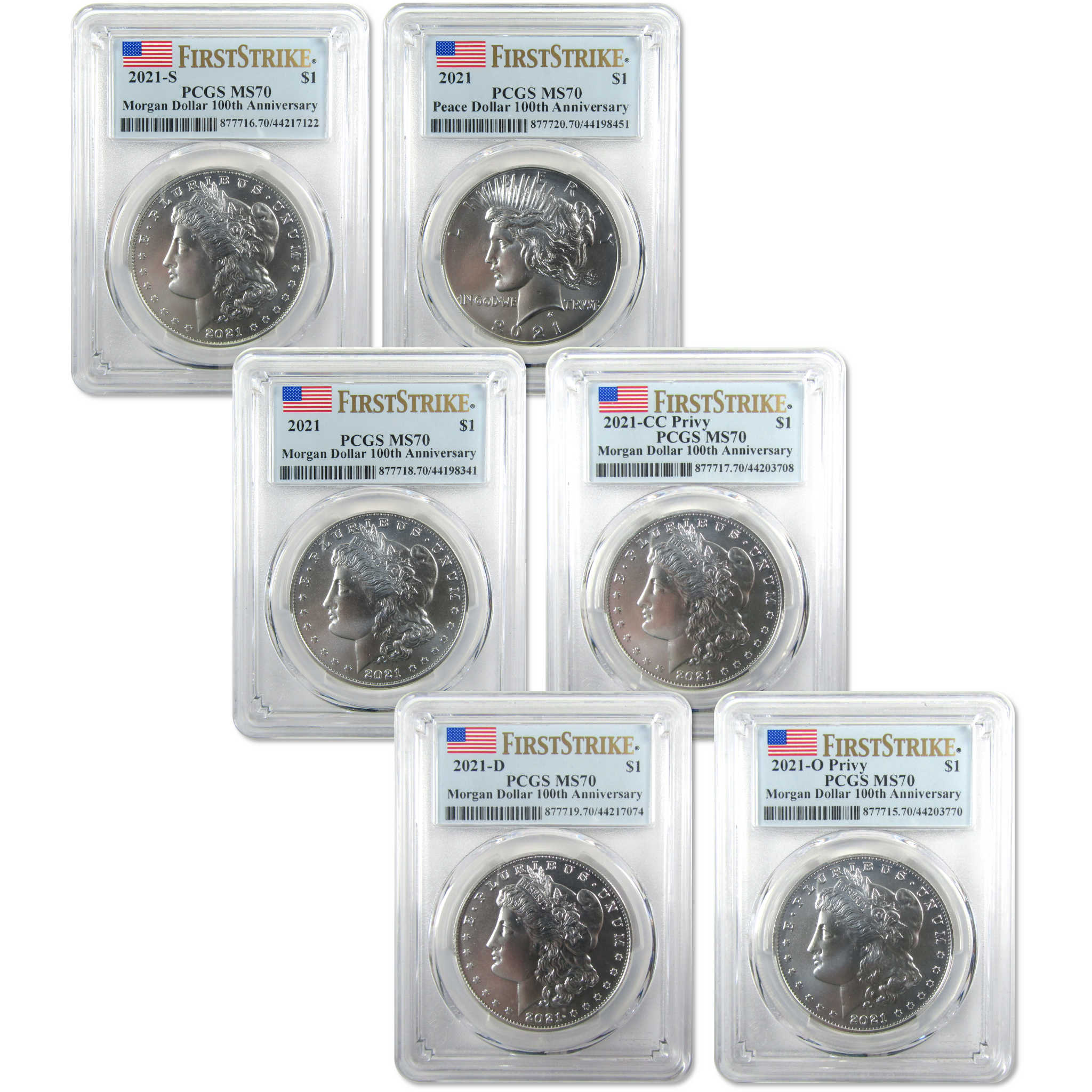 2021 Morgan & Peace Dollar Set MS 70 PCGS First Strike SKU:CP1051.WS
