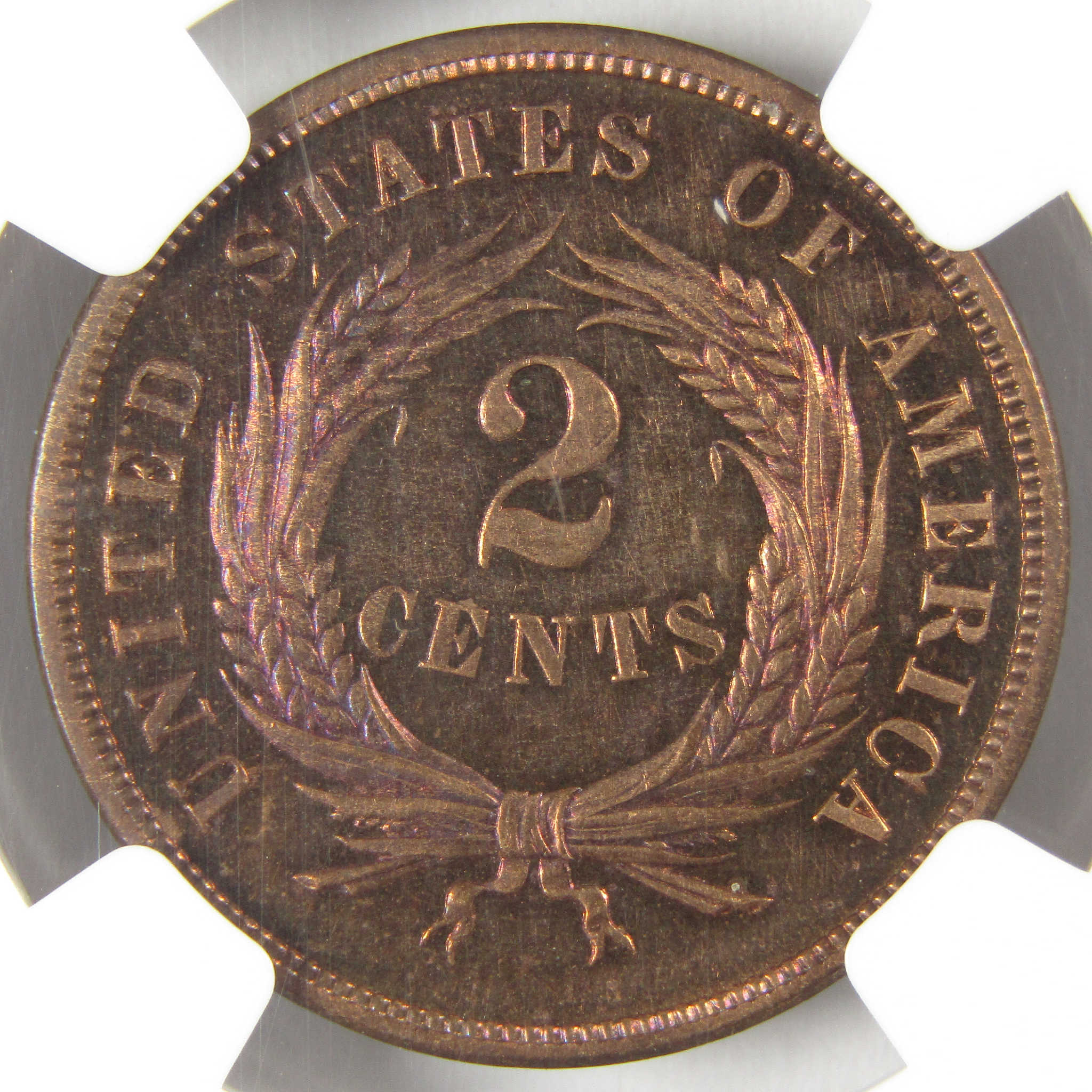 1869 Two Cent Piece PF 65 RB NGC Proof 2c Coin Collectible