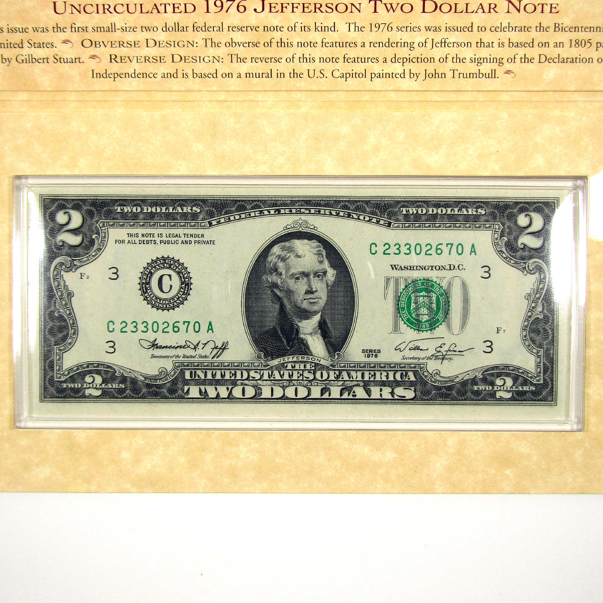 Thomas Jefferson Coinage and Currency Set Uncirculated OGP SKU:CPC6100