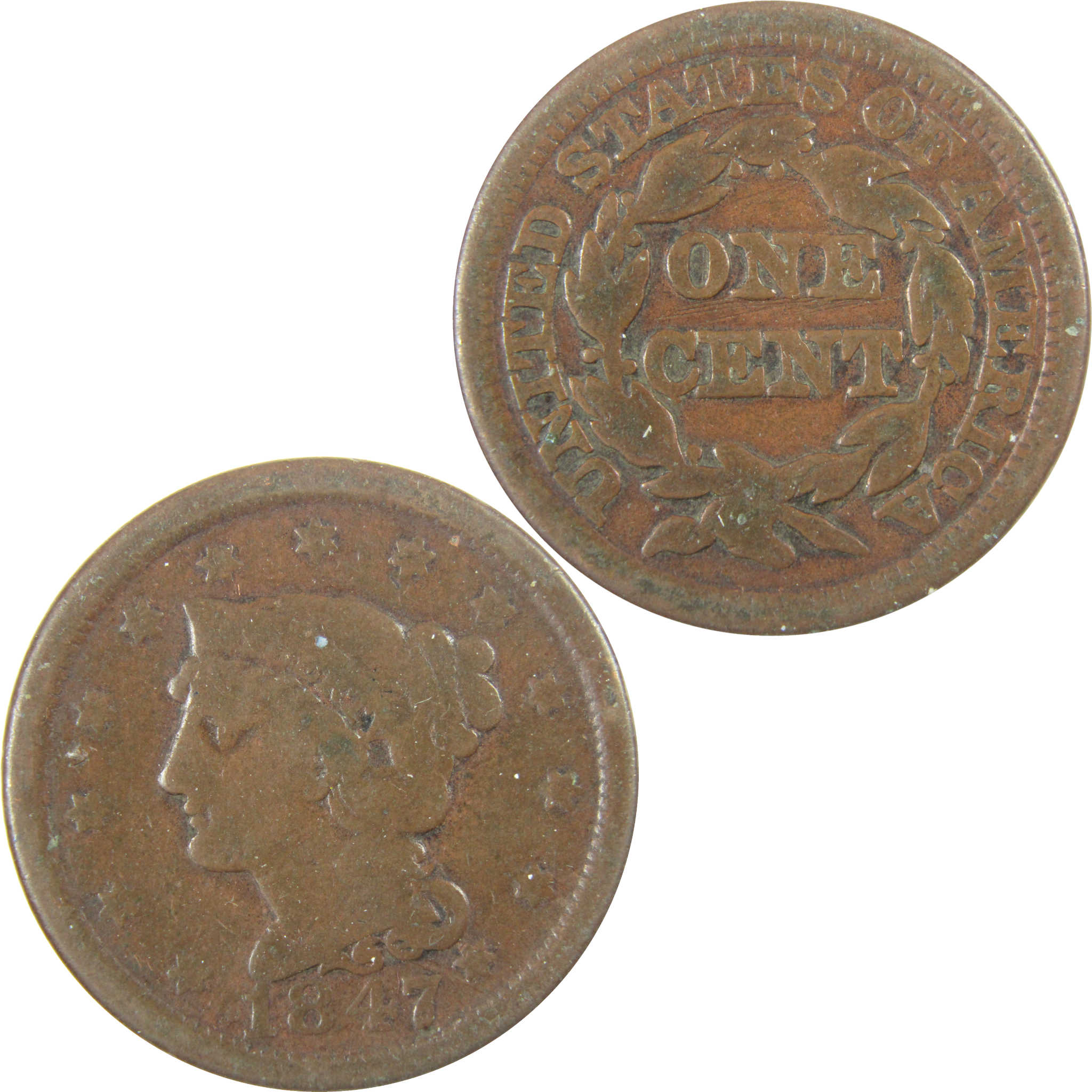 1847 Braided Hair Copper Large Cent VG Very Good Details SKU:I28205