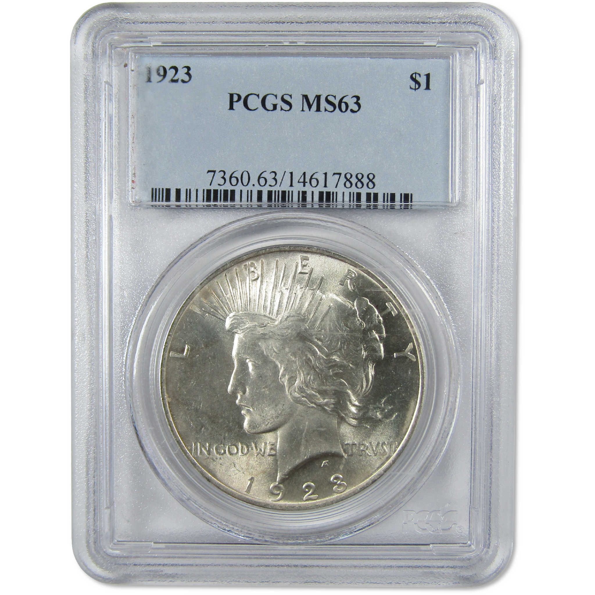 1923 Peace Silver Dollar MS 63 PCGS Uncirculated $1 Coin Collectible