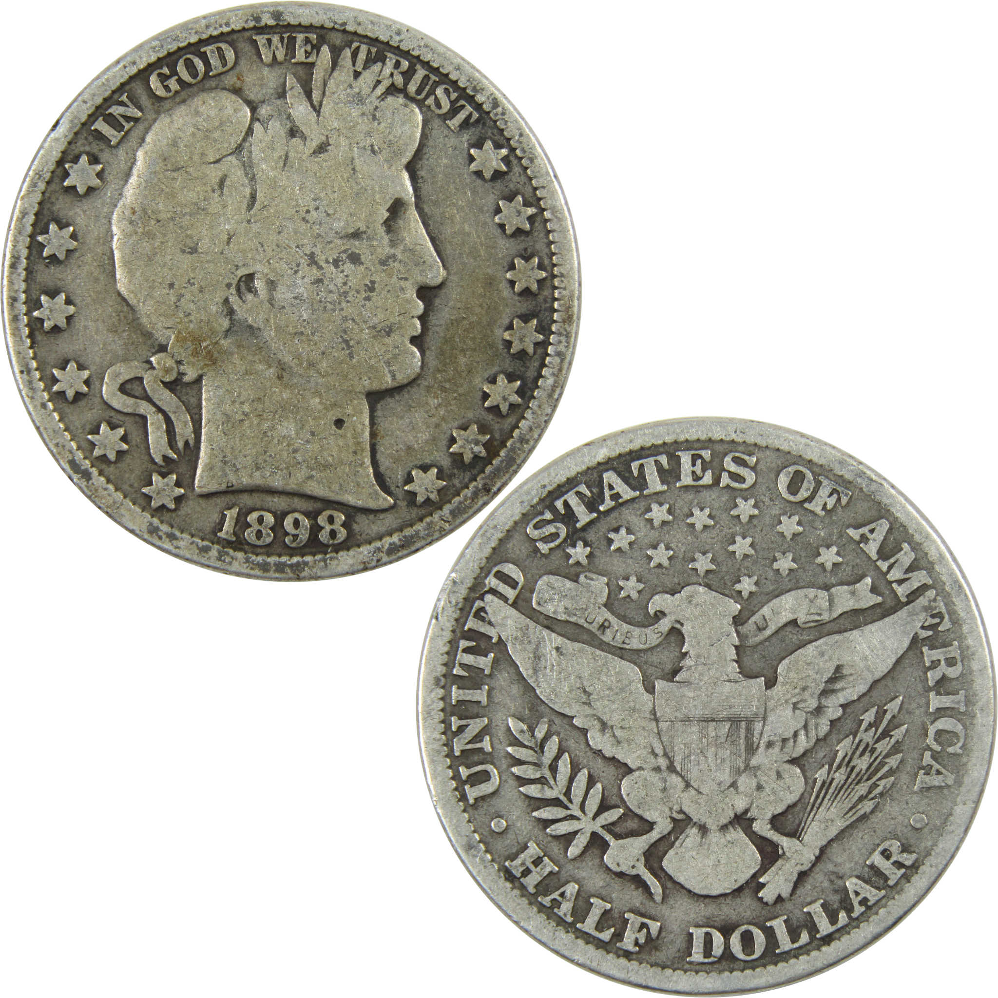 1898 Barber Half Dollar G Good Silver 50c Coin SKU:I12500