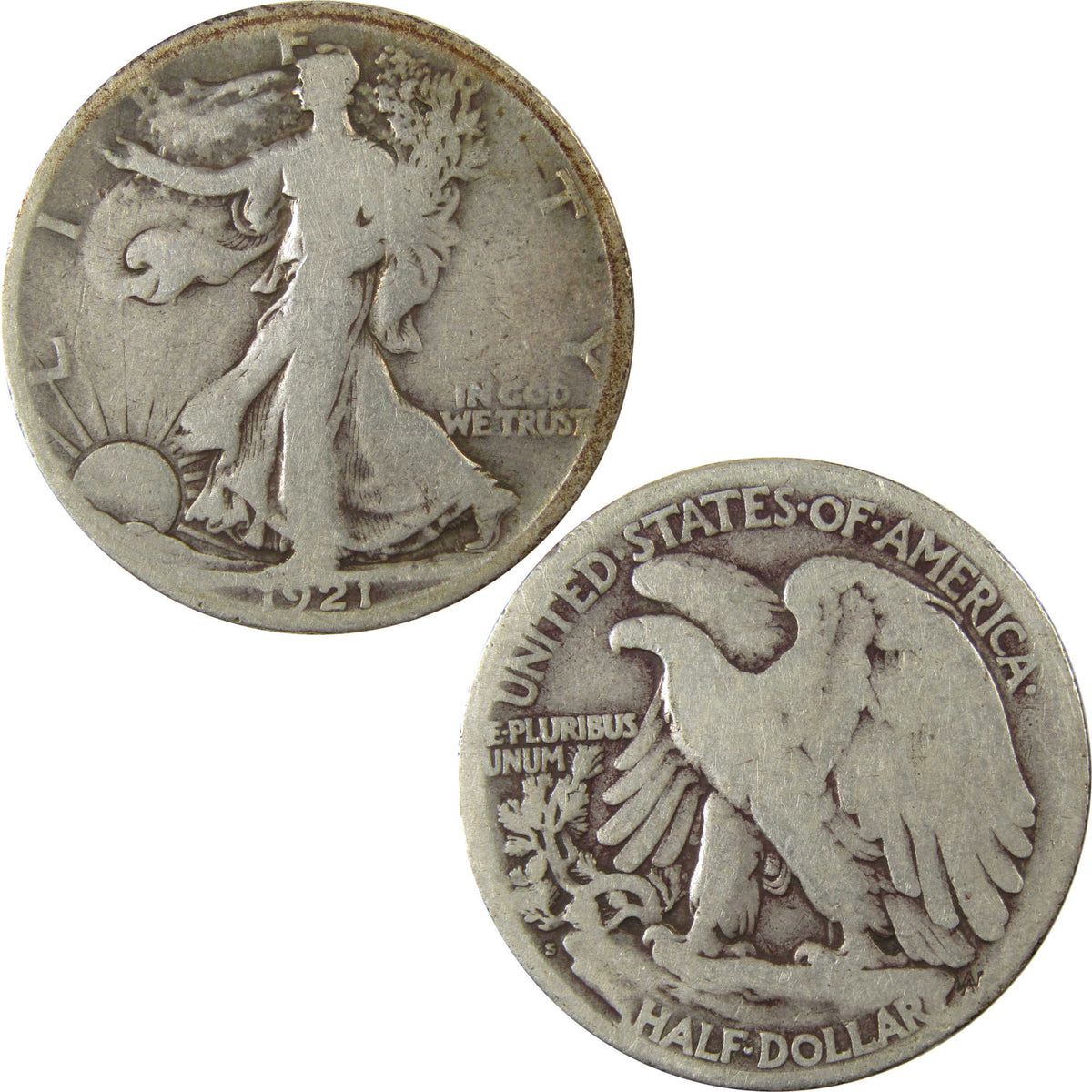 1921 S Liberty Walking Silver Half Dollar AG About Good SKU:I22774