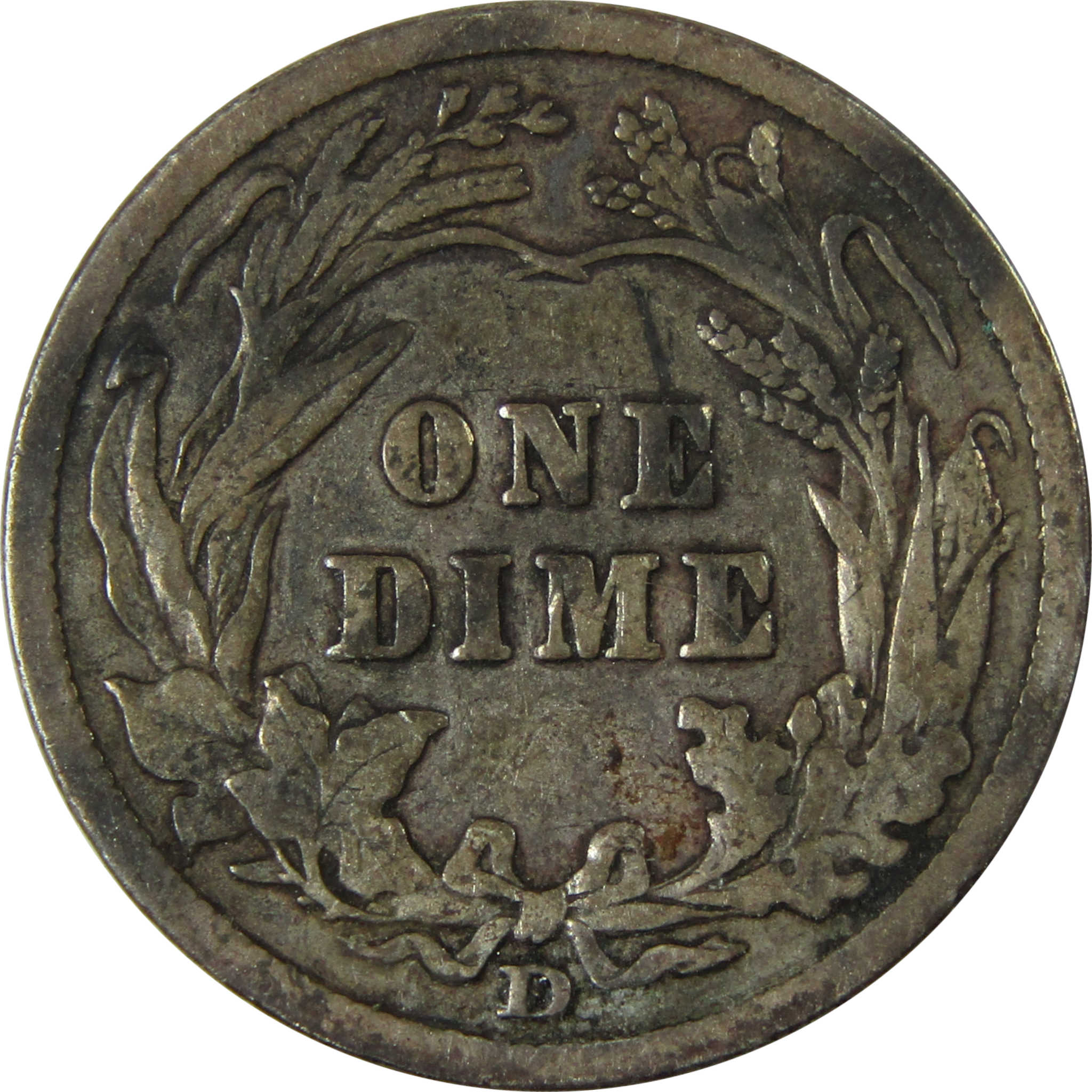1908 D Barber Silver Dime F Fine 10c Coin Collectible SKU:CP997