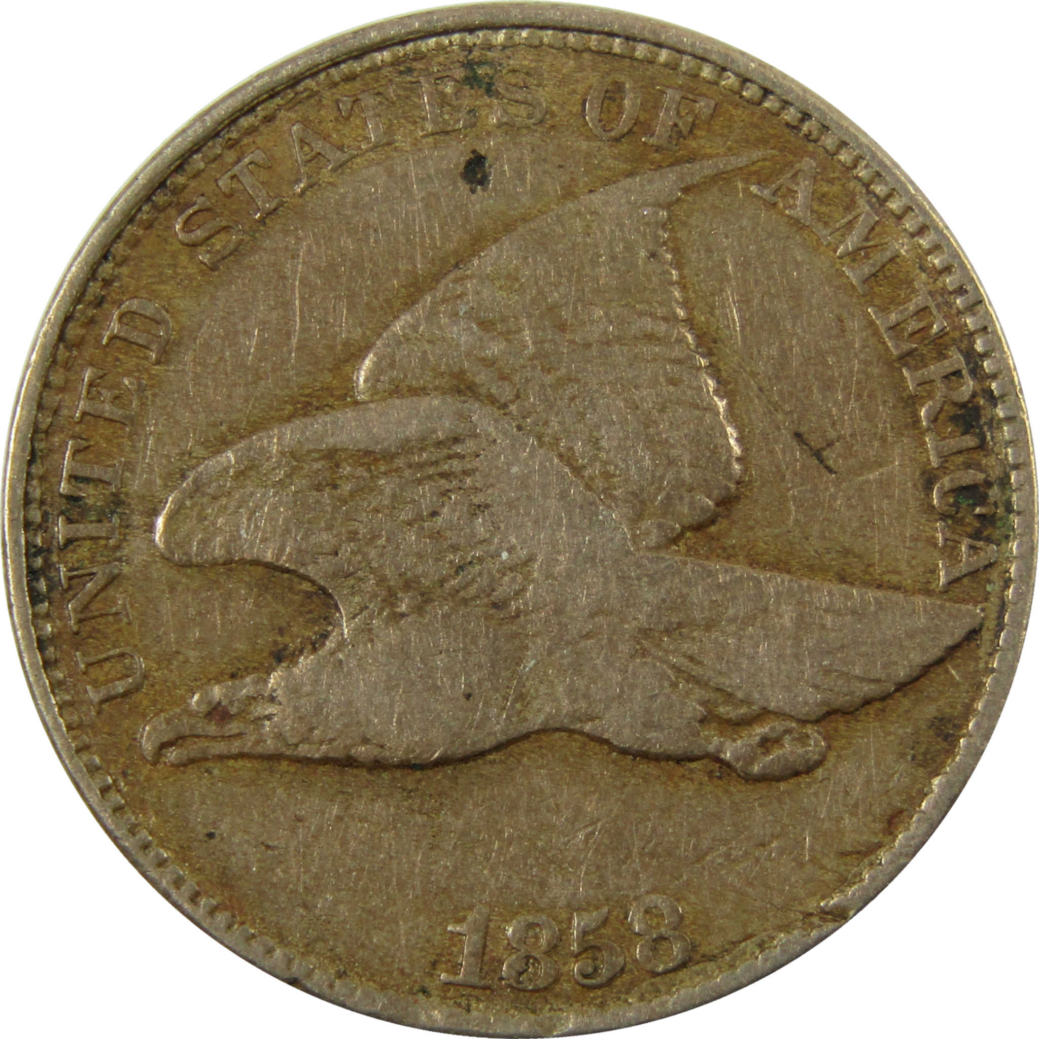 1858 Large Letters Flying Eagle Cent F Fine Penny 1c Coin SKU:I28336