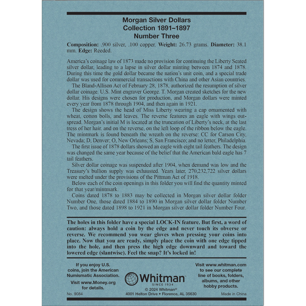 Whitman Morgan Silver Dollar Coin Folder Collection #3 1891-1897